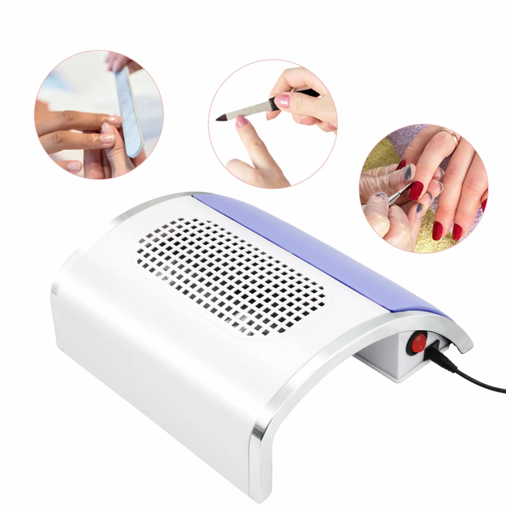 80W Aspiratore Professionale per Unghie con 2 Ventole, Aspiratore Unghie Low Noise, Aspiratore Unghie Professionale con Due Sacchetti per La Polvere, Adatto per Casa e Salone di Bellezza
