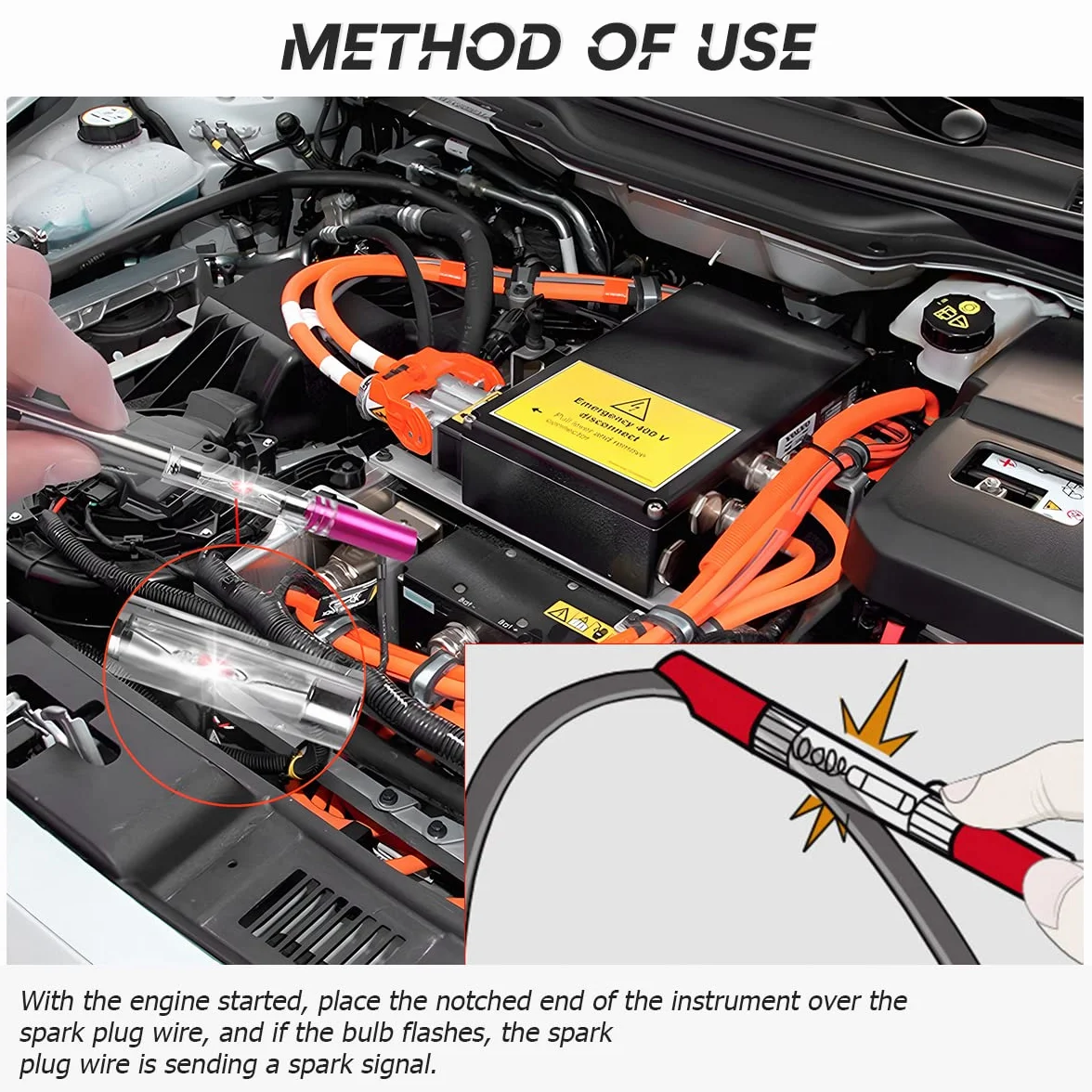 CGEAMDY Penna Di Prova Di Accensione, Tester Di Accensione per Motore, Rilevatore Prova Bobina Accensione, Tester per Bobine Con Cavo Alta Tensione Spark