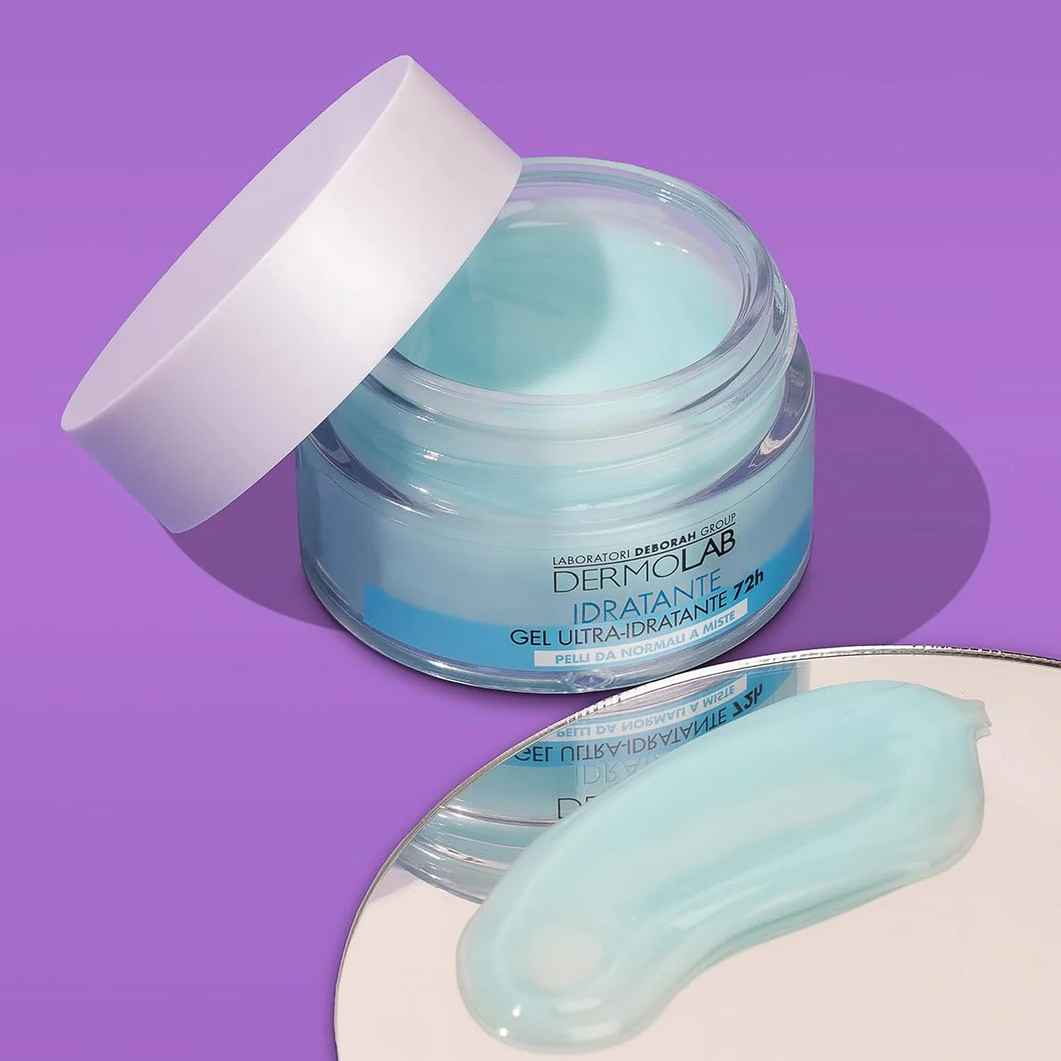 Dermolab - Crema Viso Idratante Gel 72H per Pelle Normale e Mista con Pool di Acido Ialuronico, Effetto Rimpolpante, Protegge la Cute con un'Azione Antiossidante, 50 ml