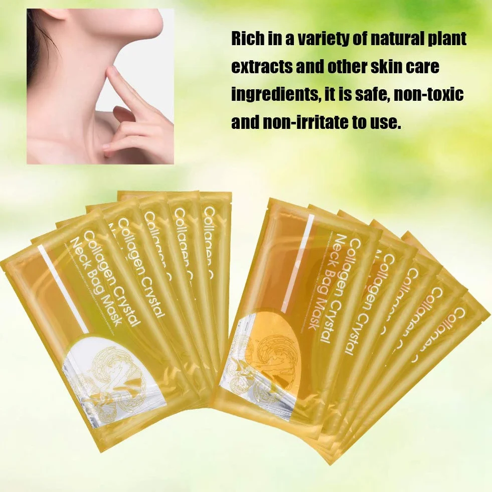 Maschera Collo Al Collagene, 5 Pezzi Maschera Rassodante Collo Al Collagene Anti-rughe Cuscinetti Al Collo Al Collagene Patch Patch per il Sollevamento delle Rughe Lisce Maschere Idratanti Cura(Oro)