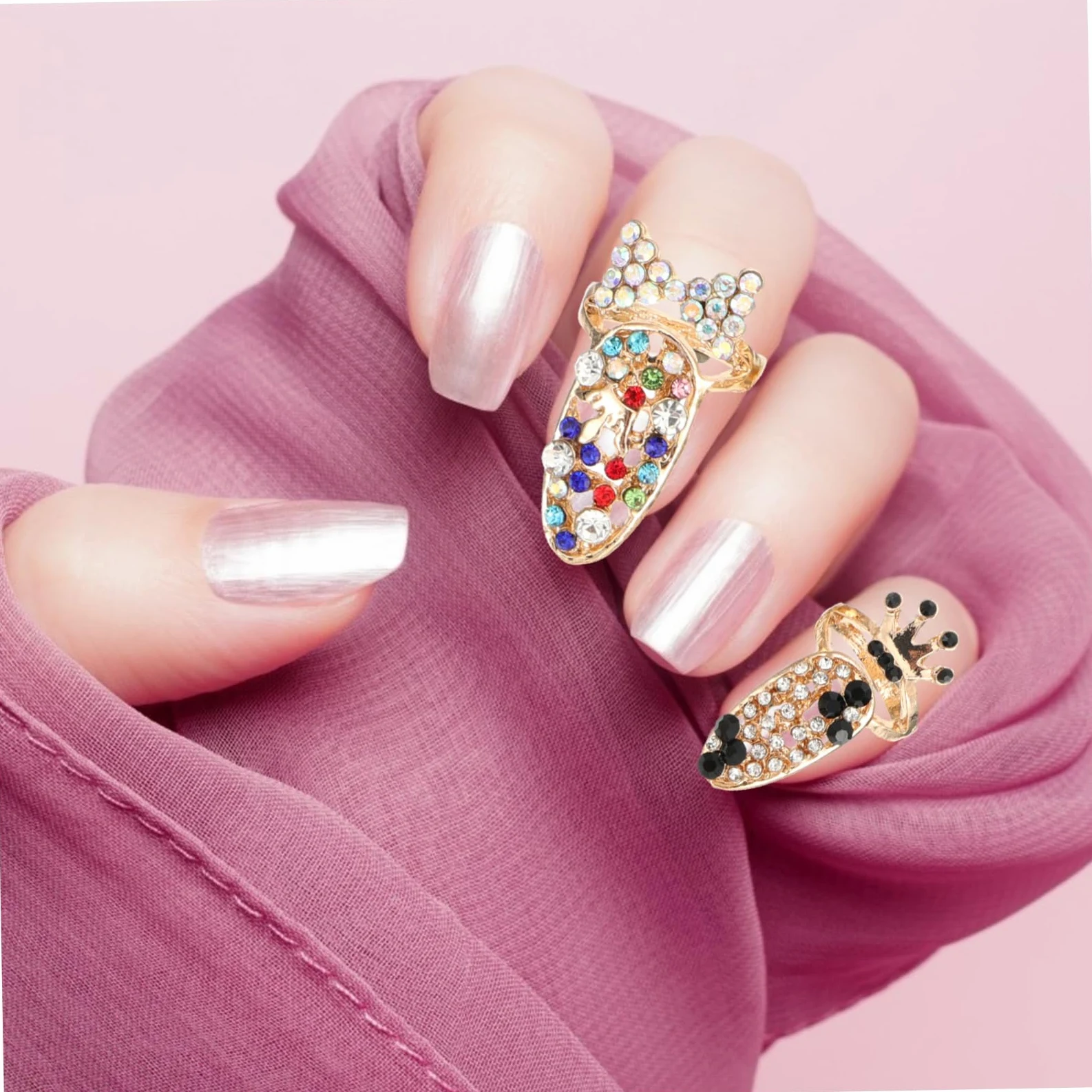 24pezzi Anelli Decorativi Per Unghie Accessori Per Nail Art Eleganti Per Feste e Cerimonie Completo Per Manicure e Decorazioni Per Unghie