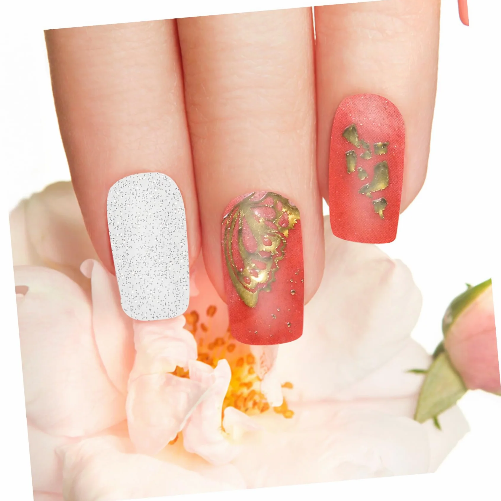 5 Set Adesivi per Unghie Film Nail Stickers Impermeabili con Design Unico per Manicure Creativa Confezione per Decorazioni Festive