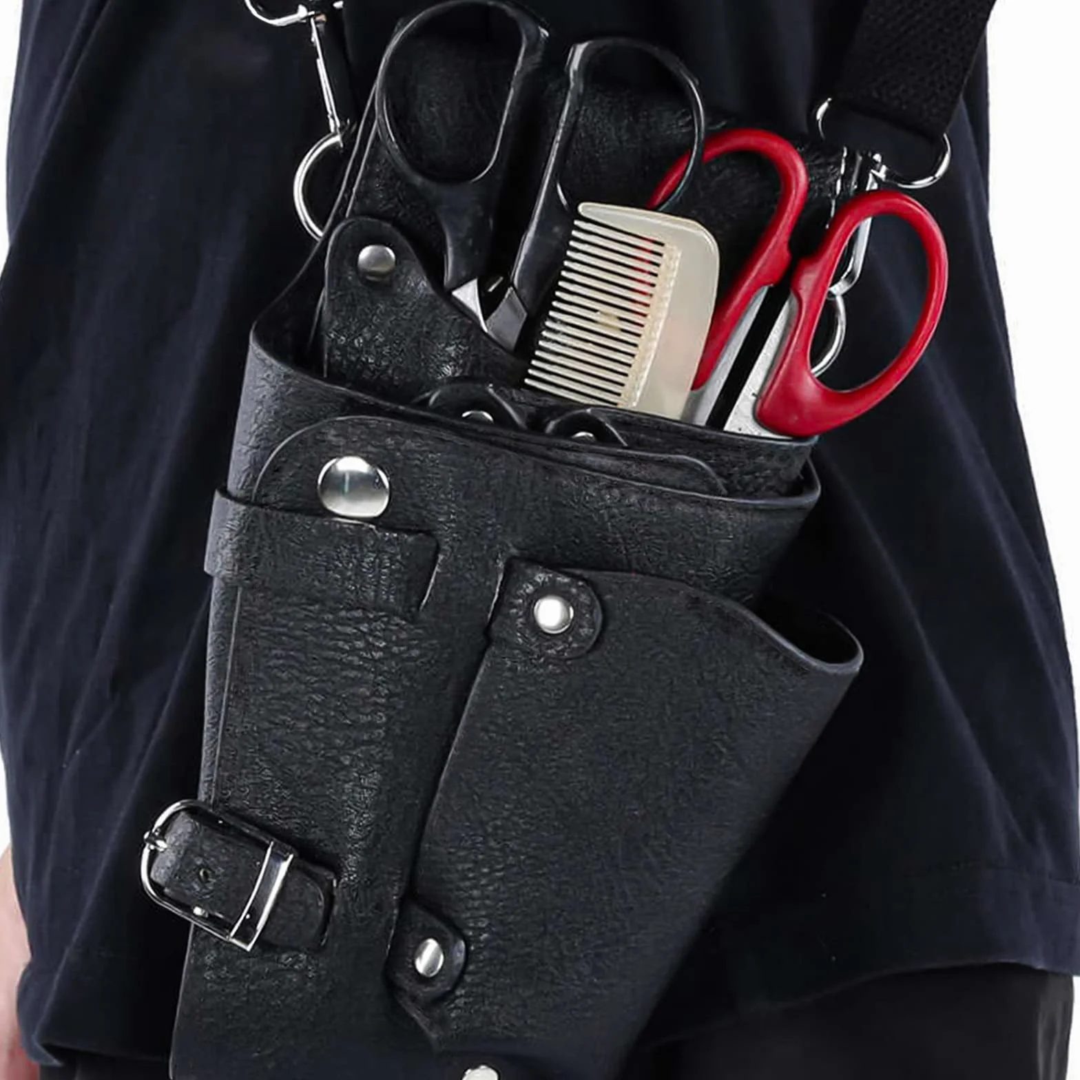 Borsa per Parrucchieri in Pelle Borsa per Forbici da Parrucchiere Borsa Parrucchiere Nero Borsa per Attrezzi Professionale da Parrucchieri