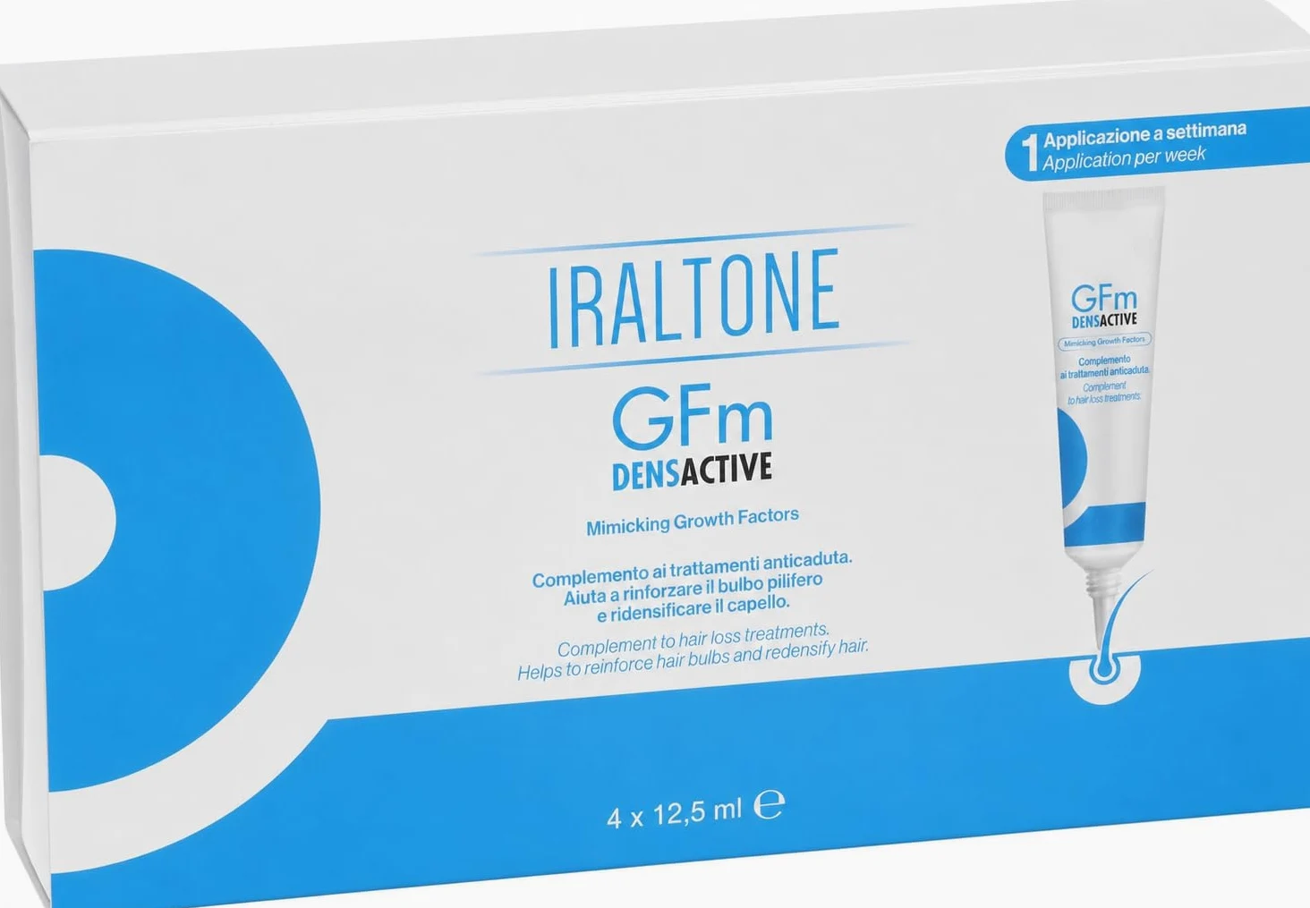 GFM Densactive Gel Trattamento Anticaduta Capelli Uomo Donna Rinforzante | 4 tubi da 12,5 ml - AZIONE RINFORZANTE PER CAPELLI PIÙ FORTI E DALL'ASPETTO PIÙ DENSO - FACILE DA UTILIZZARE