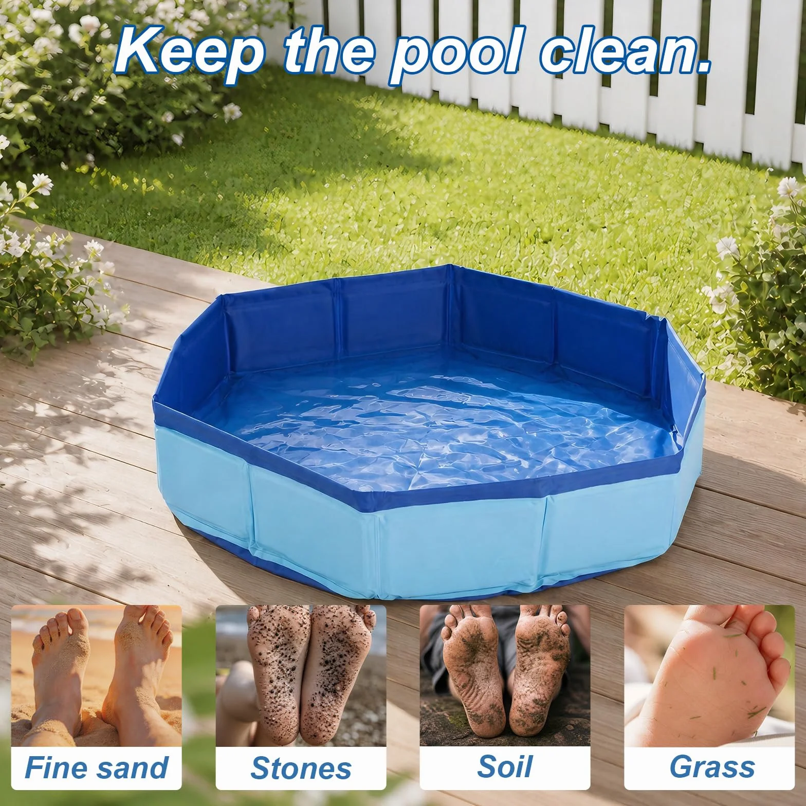 Pediluvio per Piscina, Vasca Lavapiedi Gonfiabile Scaletta d'Ingresso Bacino Portatile Lavaggio Piedi per Piscine Fuori Terra Vasche Idromassaggio e Spa (Blu)