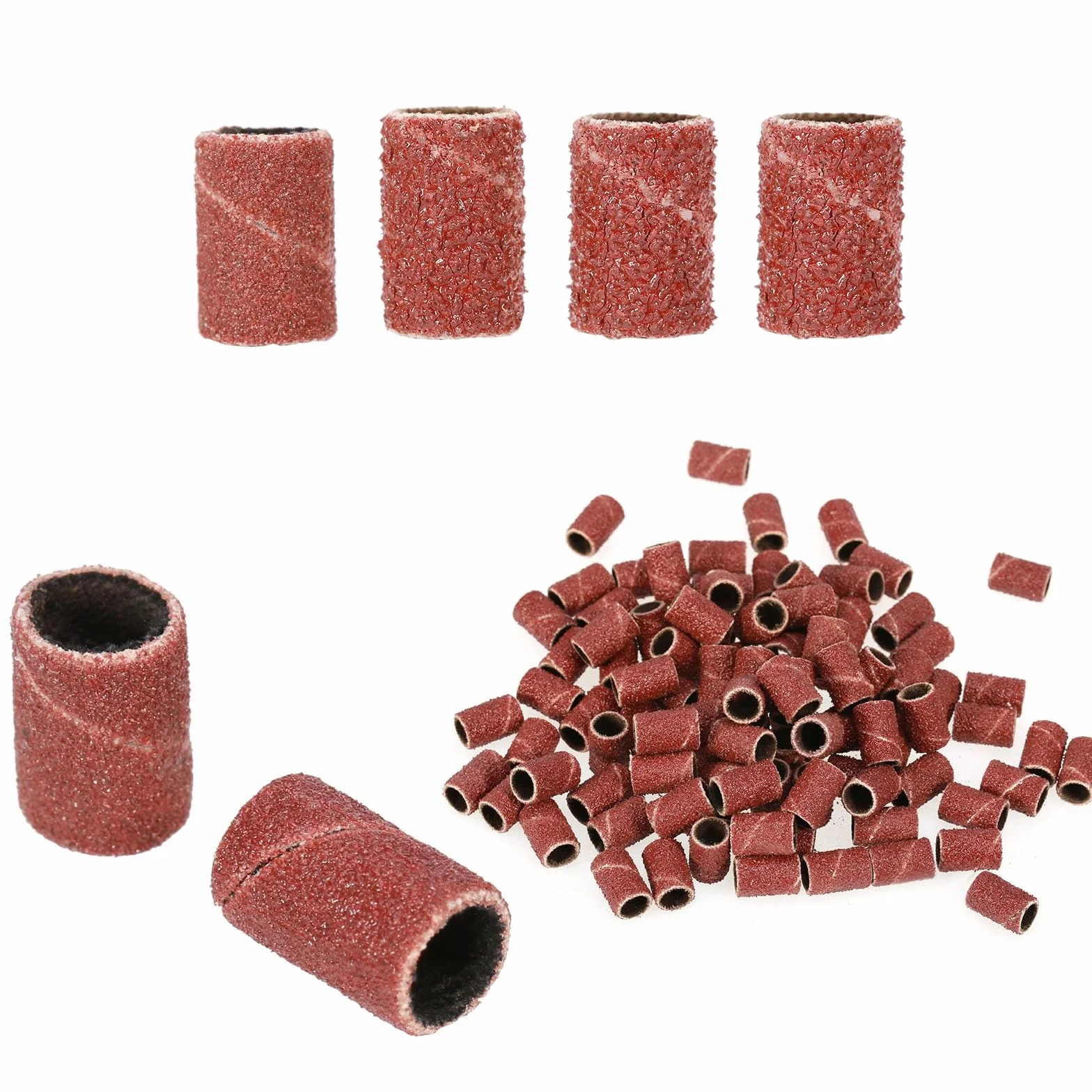 120 Pezzi Manicotti Levigatura Unghie 80/120/180/240 Grana per Pedicure Manicure,2 Punte Fresa Unghie,Accessori Ricambi