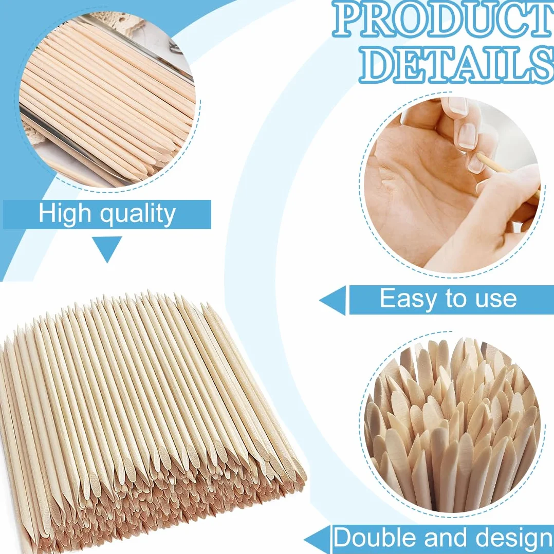 Bastoncini di Legno per Unghie, 200 Pezzi Bastoncini per Unghie in Legno Arancione, Bastoncini di Legno per Manicure