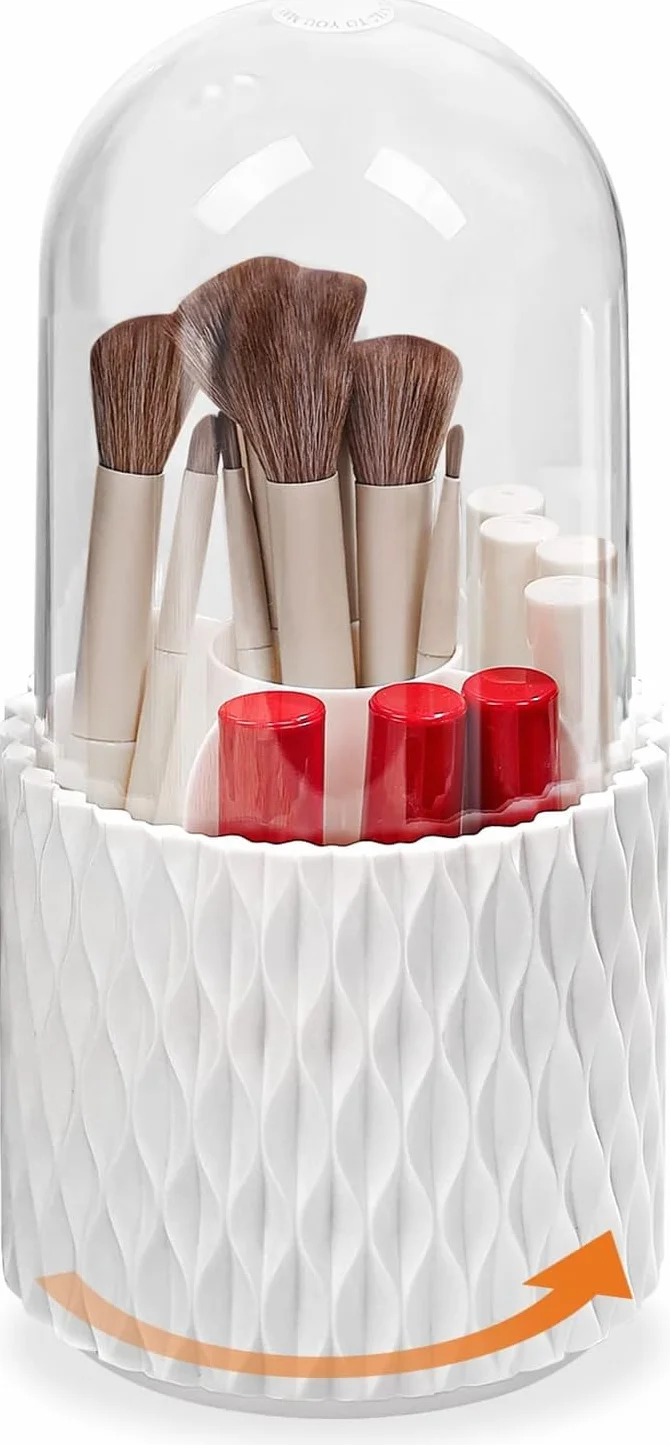 Withosent Porta Pennelli Make Up 360° Rotante Organizzatore Cosmetici 5 Scomparti Scaffale Trucchi