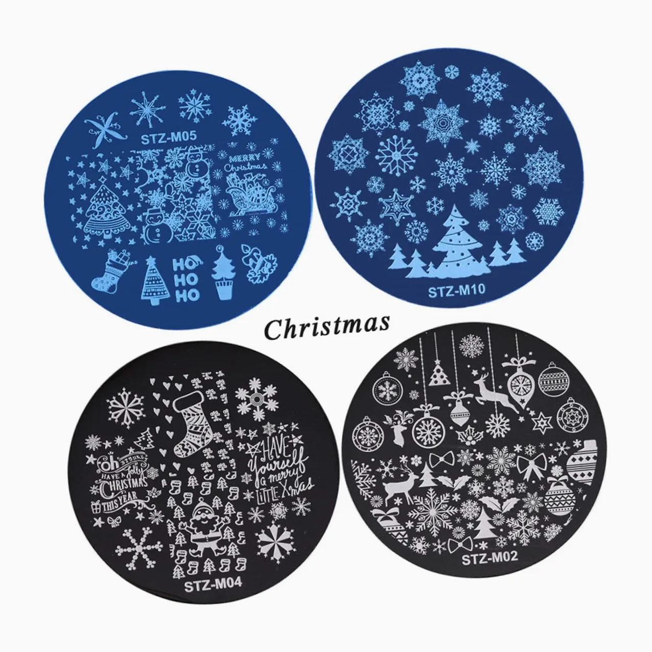 POPETPOP 5pezzi Stampo Per Unghie Natalizio Piastra Rotonda Per Stamping Nail Art Kit Stencil Per Unghie Design Elegante in Metallo Lucido