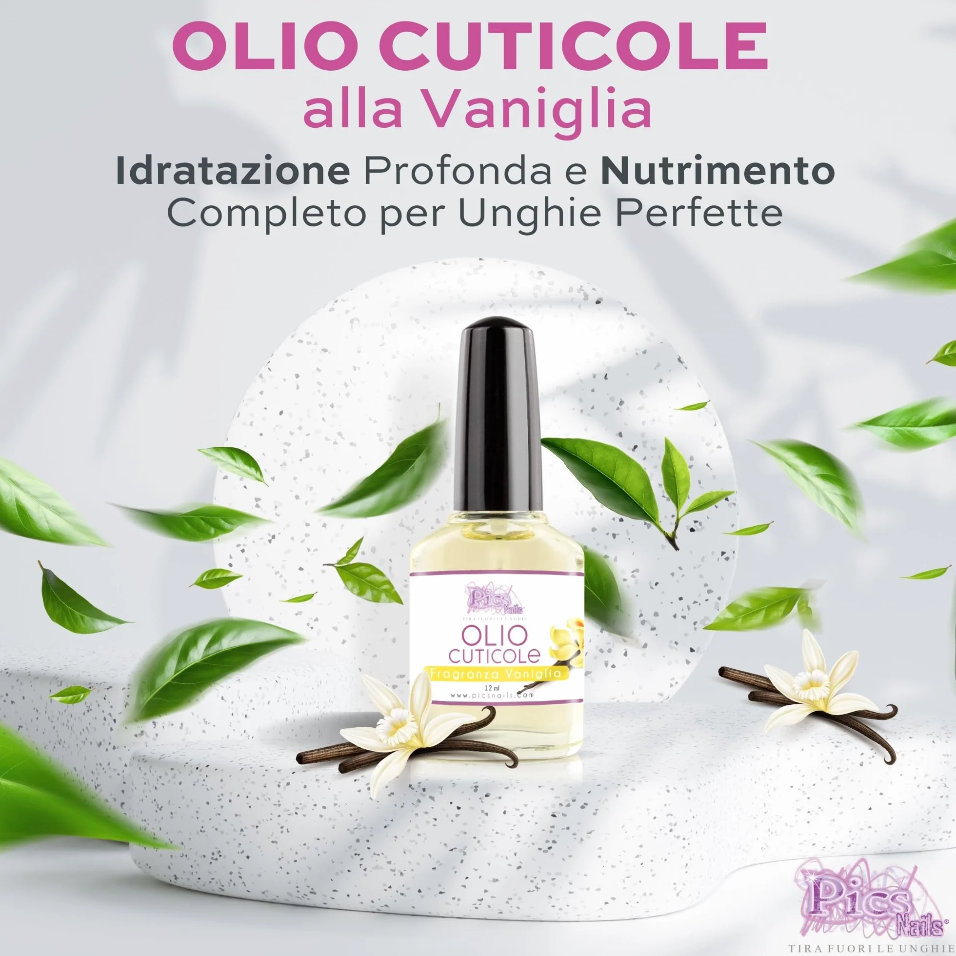 Olio Cuticole Unghie Professionale 12ml Fragranza Vaniglia Idratante Rigenerante
