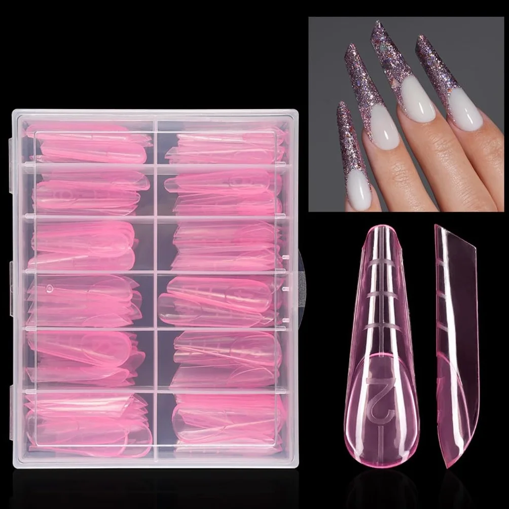 120 forme doppie per extension per unghie, in gel, copertura completa, con scala graduata, per manicure e nail art