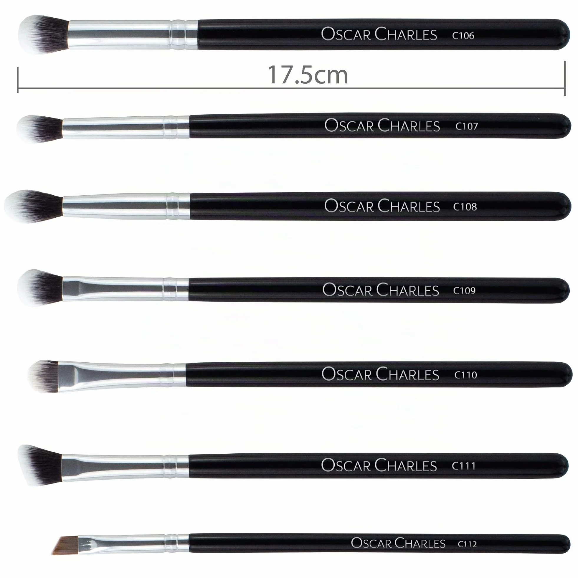 Set Pennelli Make up Oscar Charles, set di pennelli per trucco professionale da 12 pezzi, sei pennelli per trucco per il viso e set di sei pennelli per trucco per gli occhi (argento)