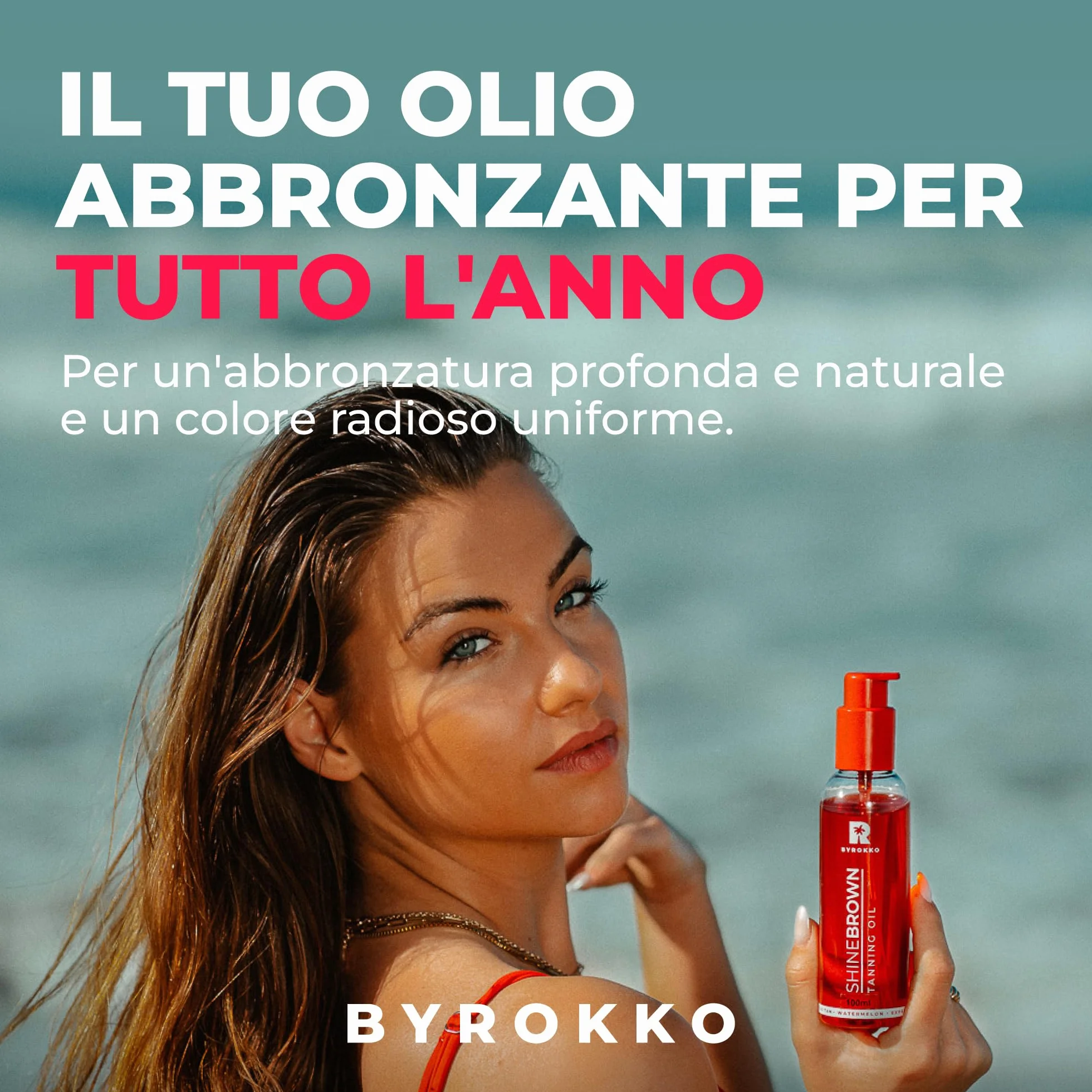 BYROKKO Shine Brown Watermelon Olio Abbronzante Solare 145 ml Acceleratore di Abbronzatura