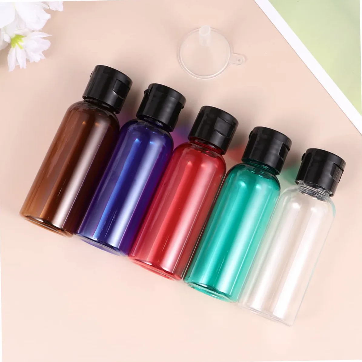 Housoutil 30pezzi Bottiglie Ricaricabili Per Viaggio Contenitori Vuoti Pratici Rosso Verde Marrone Blu e Trasparente Per Gel e Lotion