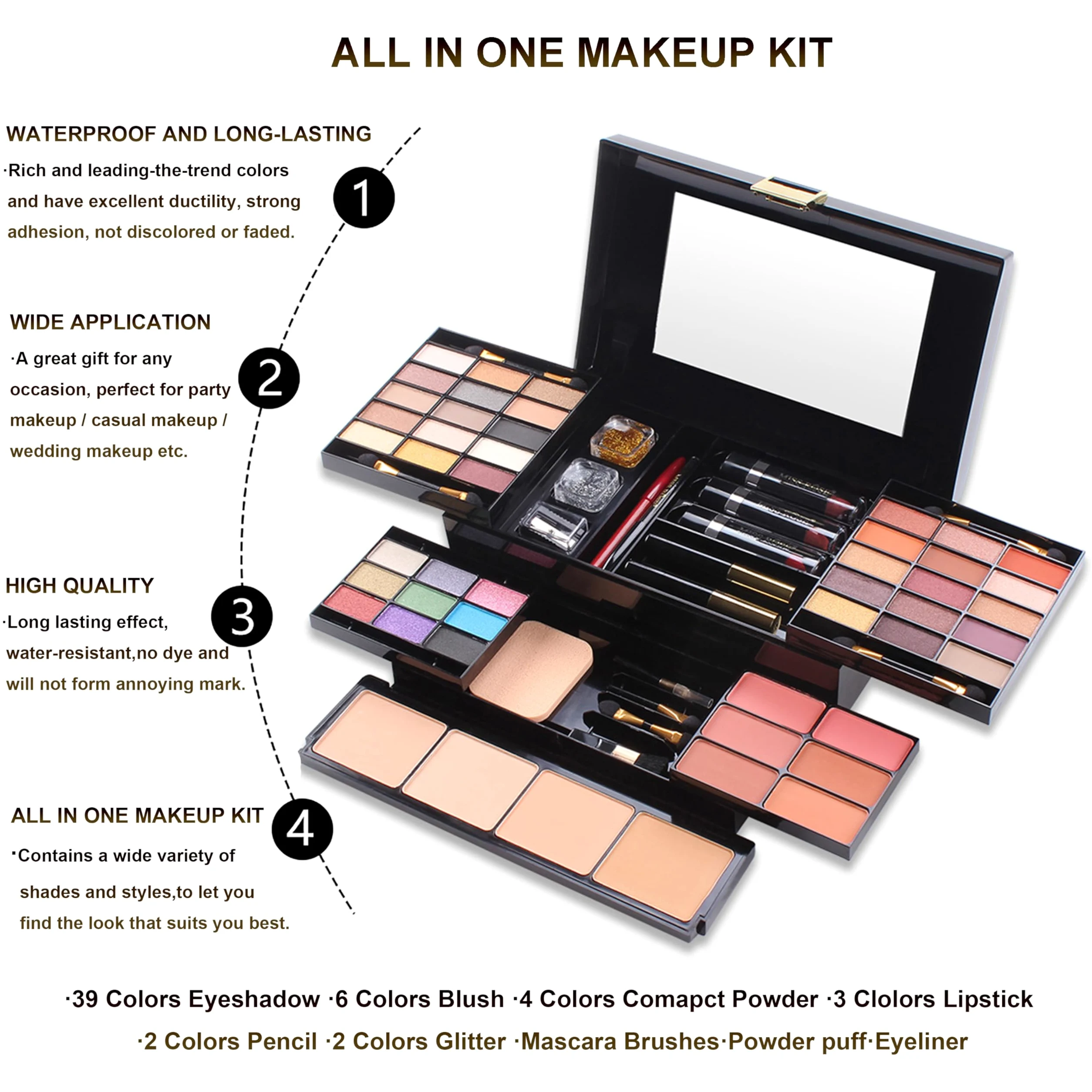 Trousse Trucchi Donna - Make Up Set - Set Trucchi Donna Include Palette Di Ombretti Rossetto Fard Concealer Cipria Eyeliner Mascara