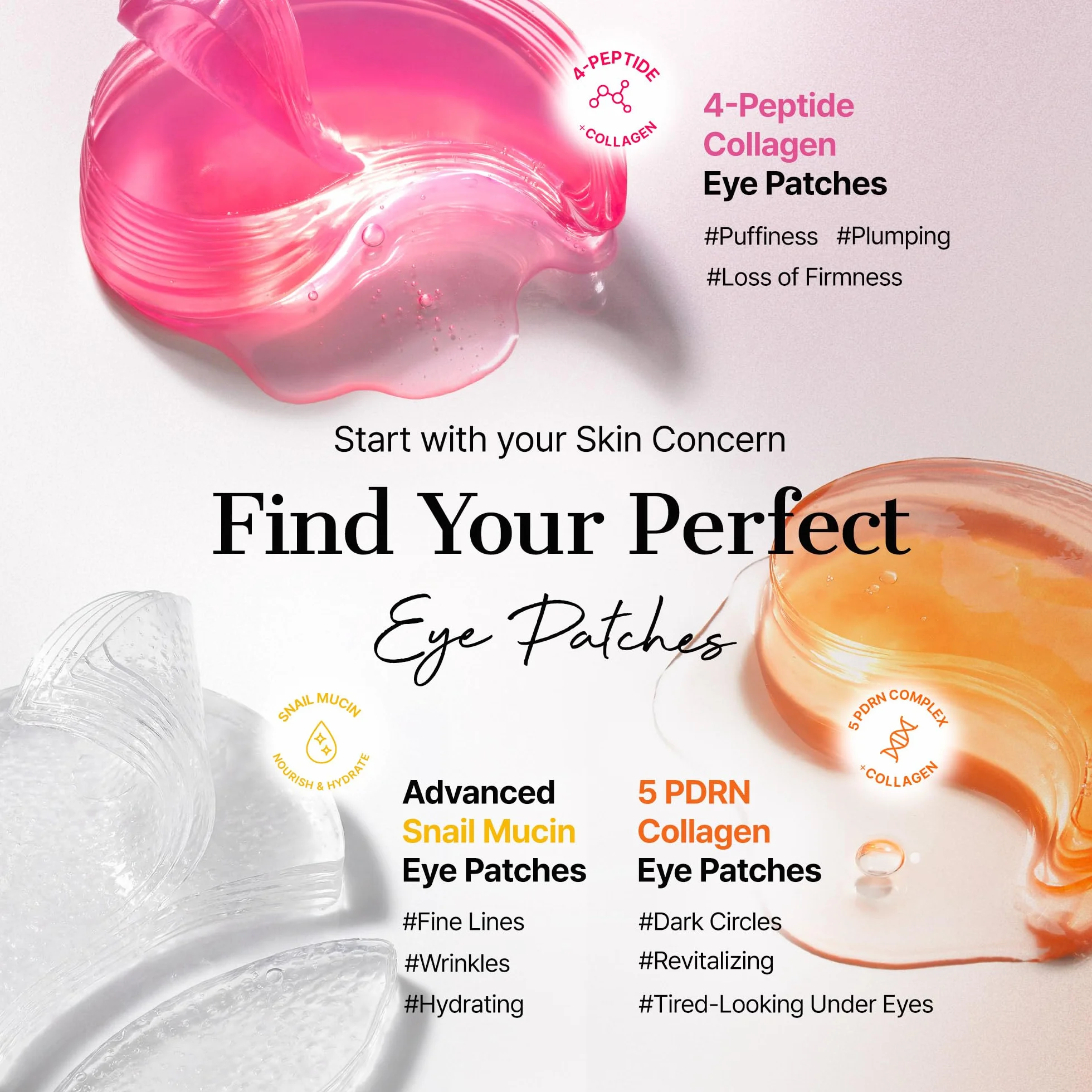 COSRX Peptide Collagen Hydrogel Eye Patch, 60 Patches, Patch Contorno Occhi per Borse e Occhiaie con Caffeina, Korean Skincare