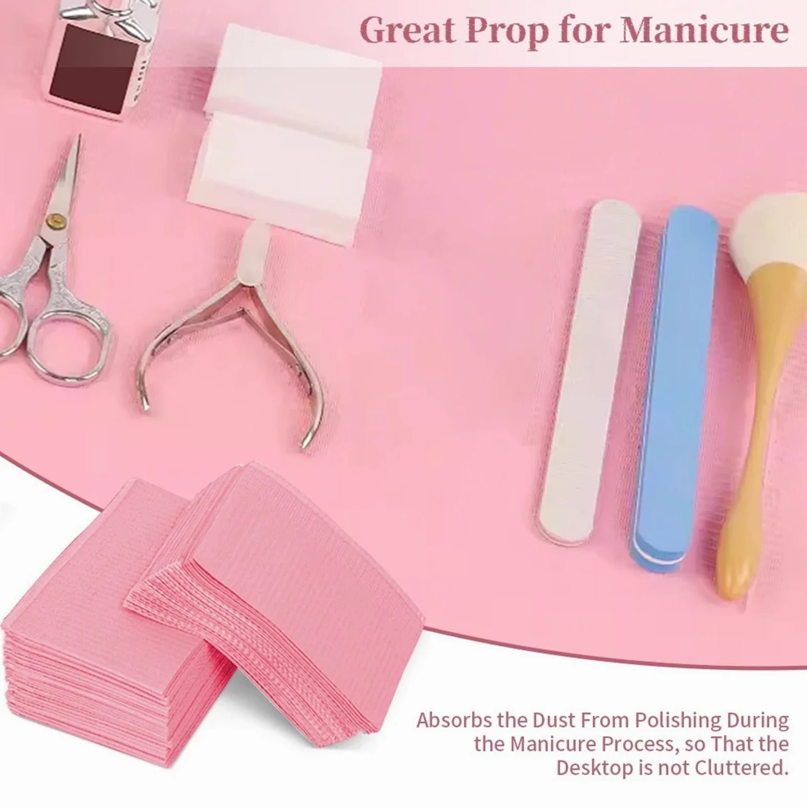 125 pezzi di tappetino for nail art, cuscinetti puliti for unghie, tovaglie impermeabili, strumenti for manicure, accessori, tavolo for tatuaggi(Pink)