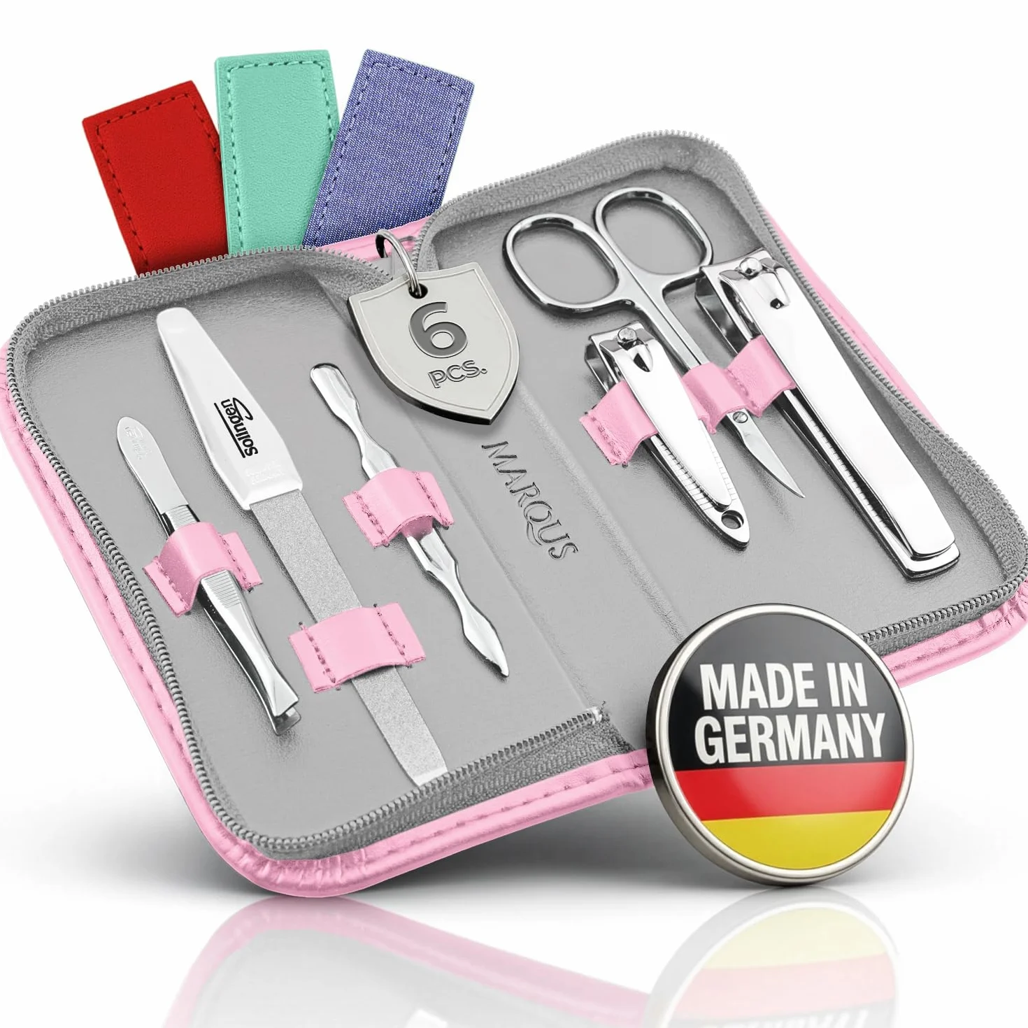 Solingen Set per Manicure da 6 Pezzi Professionale Forbicine Strumenti Mani Piedi Custodia Viaggio