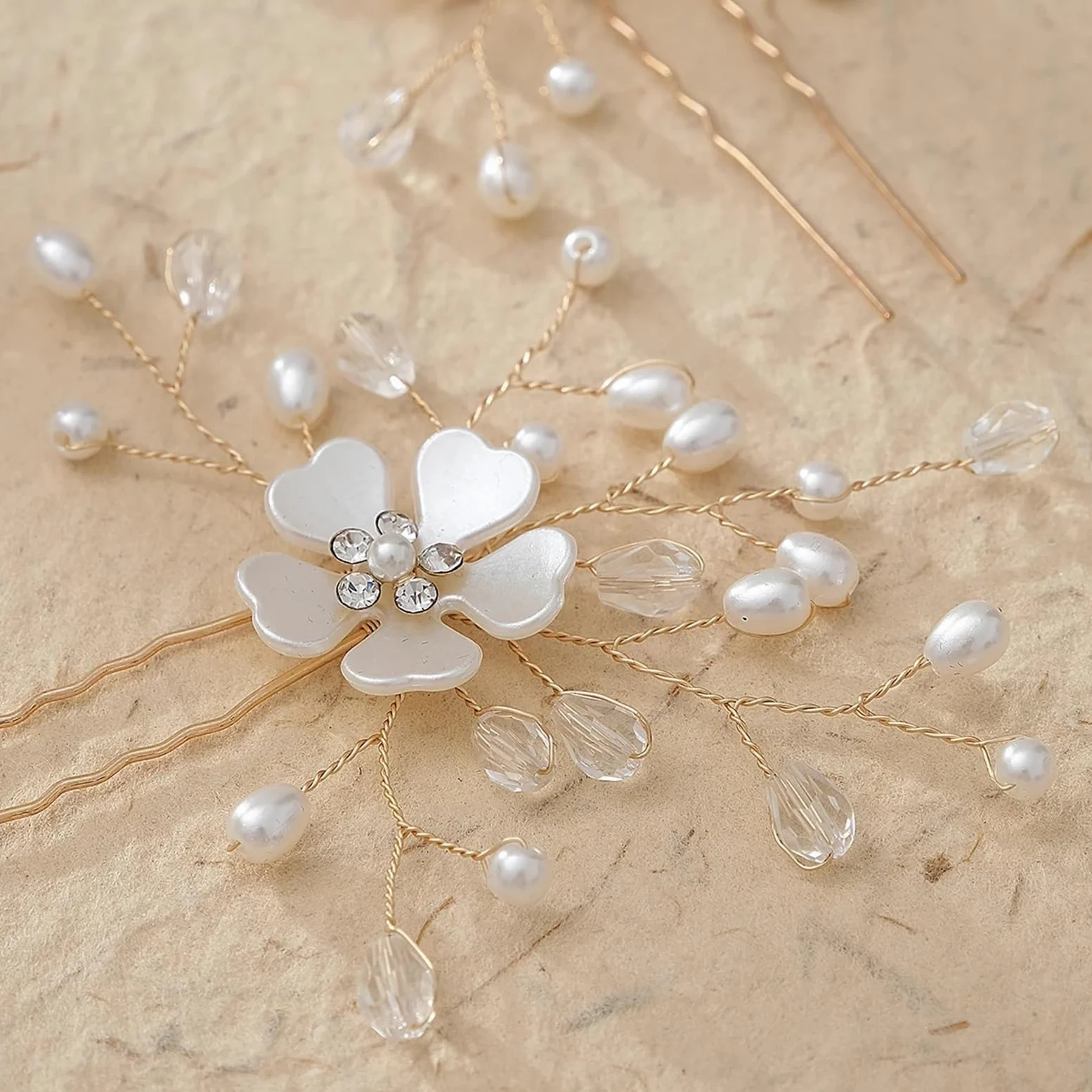 5 pz/pacco Fiore Clip Donna Capelli Perla Pettine da sposa Accessori da sposa Gioielli Tornante(J6973G)