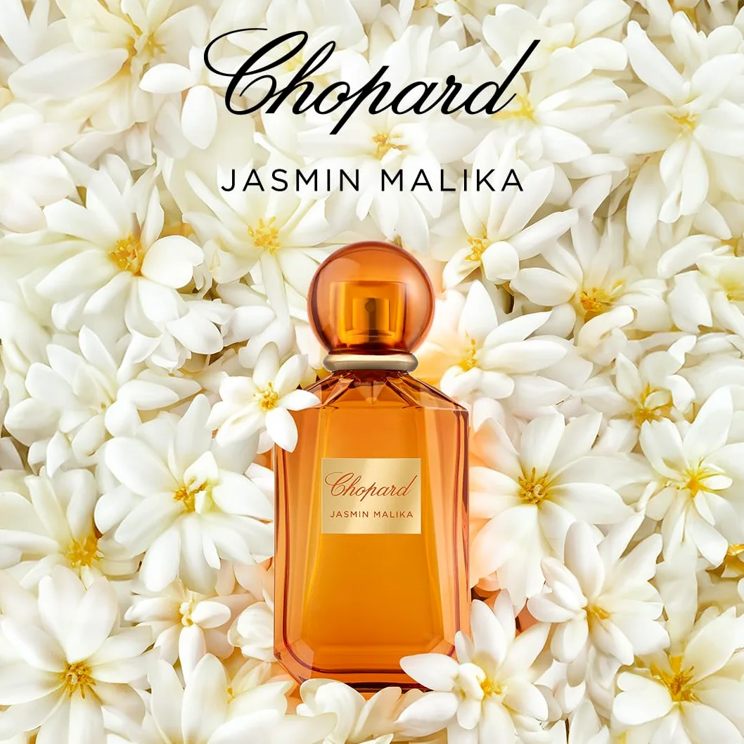 Chopard Jasmin Malika 100 ml, Eau de Parfum da Donna | Fragranza Chypre Floreale, Note Floreali e Luminose di Gelsomino, Mandarino e Patchouli, Flacone in Vetro Arancione