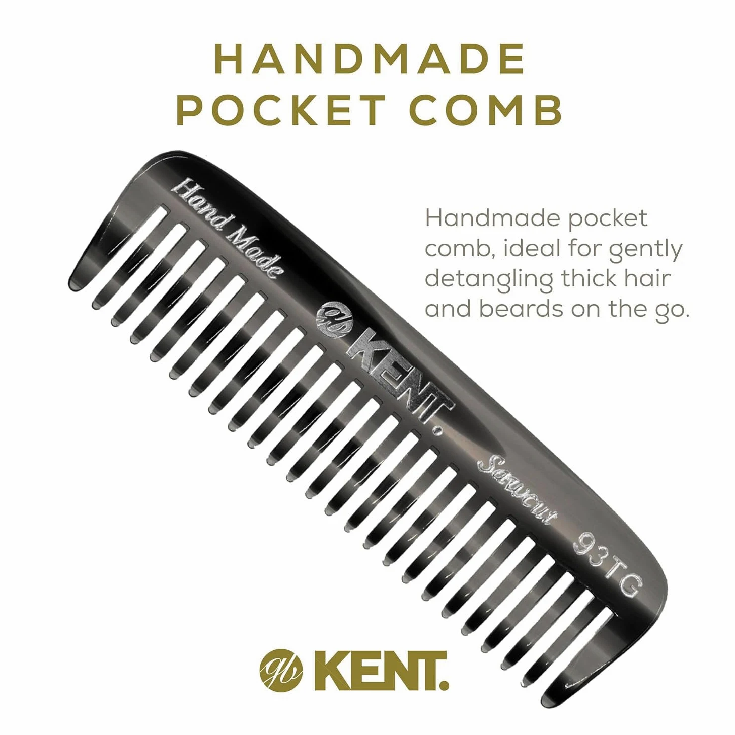 Kent 93T Mini pettine da barba da uomo – pettine da uomo a denti larghi, pettine per baffi e pettine da barba ideale per peli del viso, piccolo pettine da viaggio tascabile, mini pettine districante