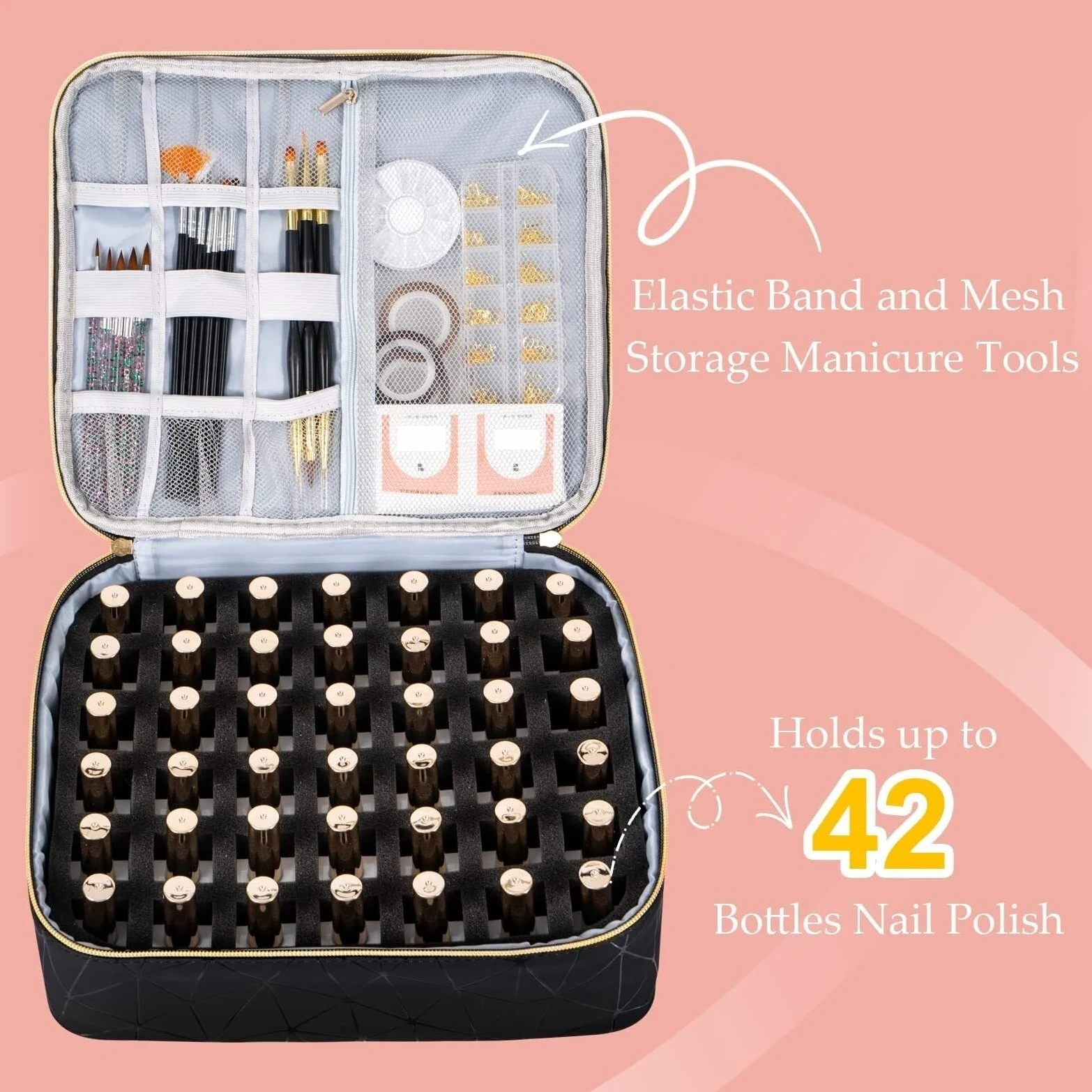 Organizzatore Borsa Multifunzionale for La Conservazione dello Smalto, Scatola Portatile for Oli Essenziali Smalti(Black)