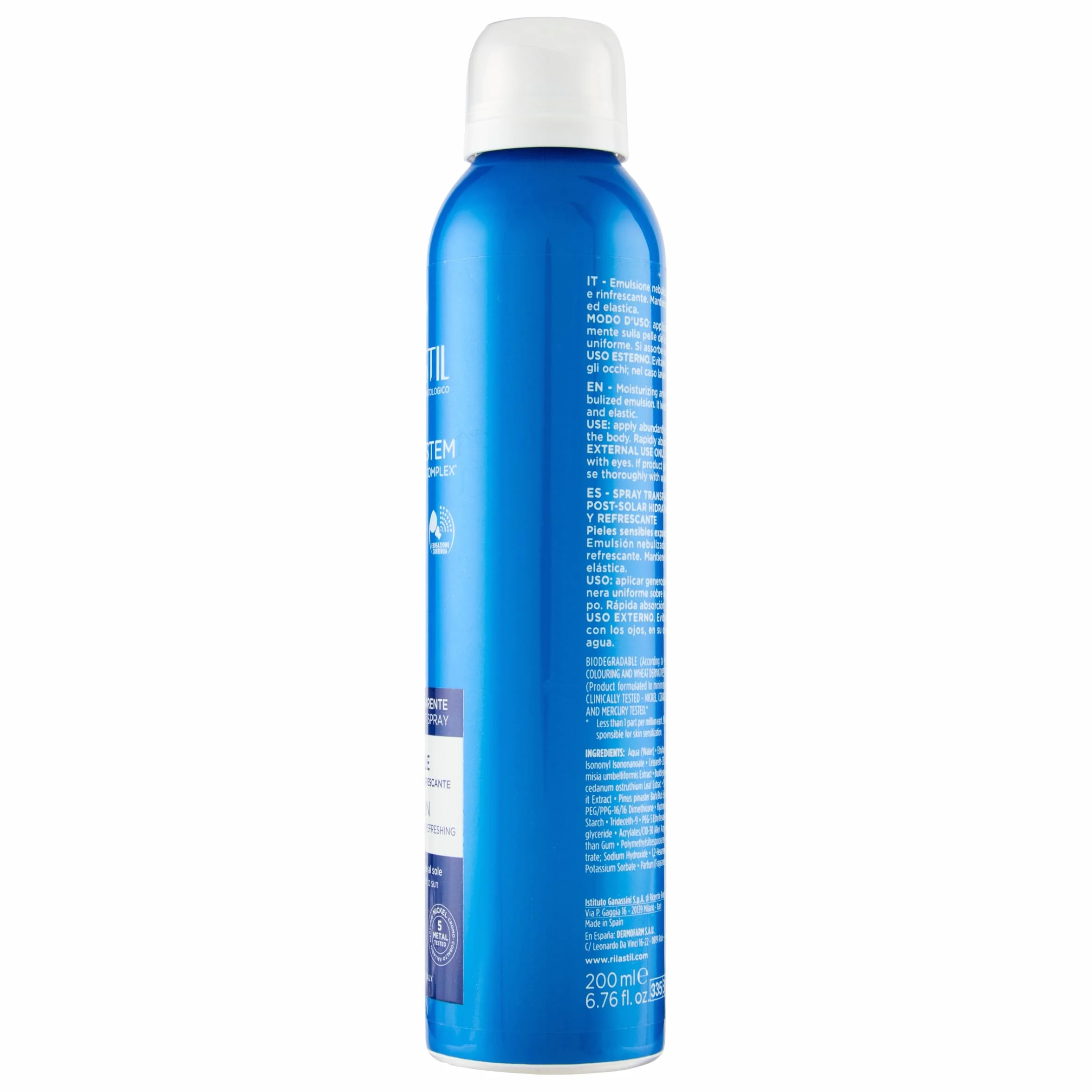 Rilastil Sun System Spray Latte Doposole Rinfrescante Viso e Corpo Emulsione Fluida 200ml