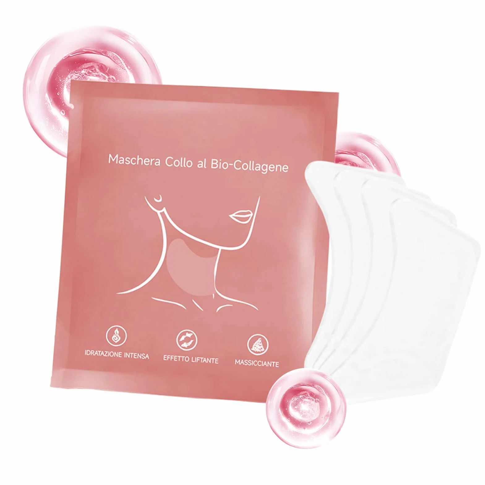 Patch per il collo rassodanti,Confezione da 4 Idratanti Leviganti Illuminanti | Cerotti avvolgenti lifting per il collo | per Routine Giorno e Notte Uso Quotidiano e Viaggio Donna Uomo