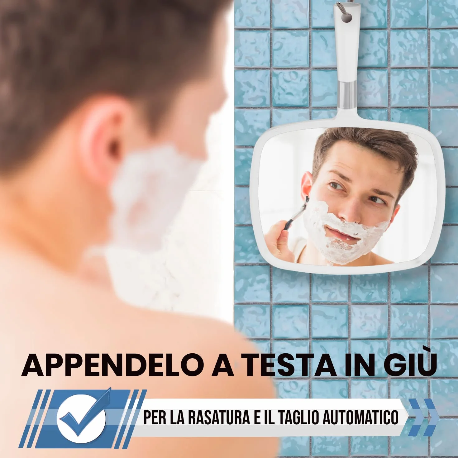 Mirrorvana Specchio portatile con manico ergonomico 23 x 33 cm bianco
