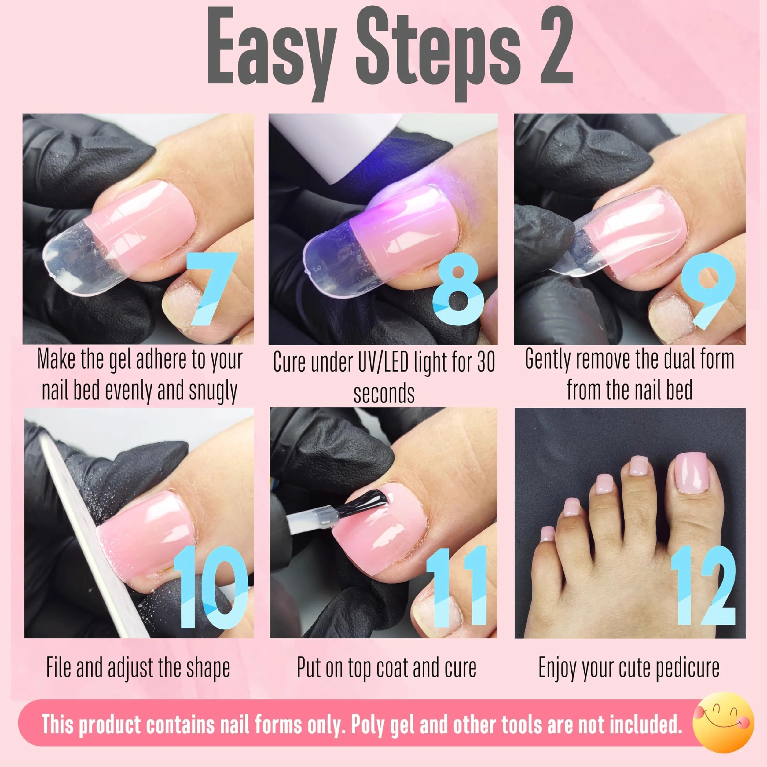 NOVO OVO Forme doppie per unghie in gel di polietilene, riutilizzabili, per unghie dei piedi in acrilico, per pedicure, salone e fai da te a casa, 300 pezzi, 15 misure