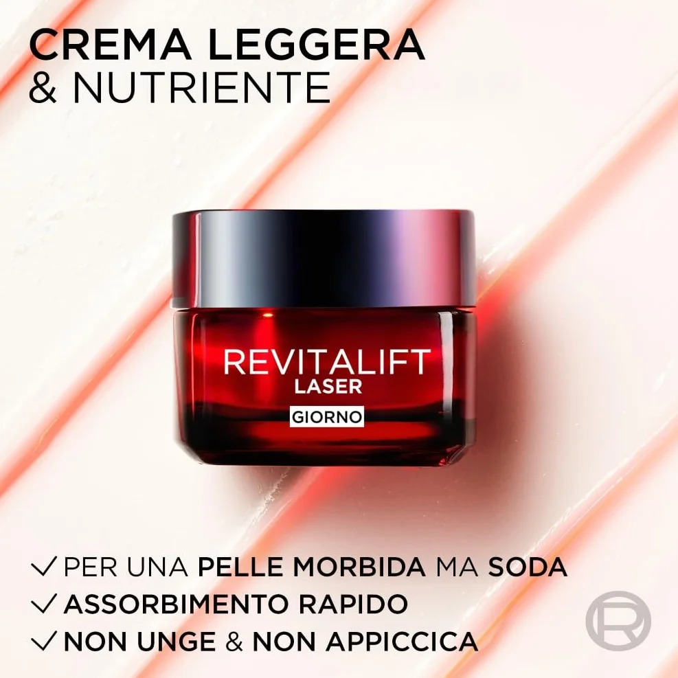 L'Oréal Paris Revitalift Laser Crema Viso Giorno Antirughe Acido Ialuronico Vitamina C Pro-Retinolo 50 ml
