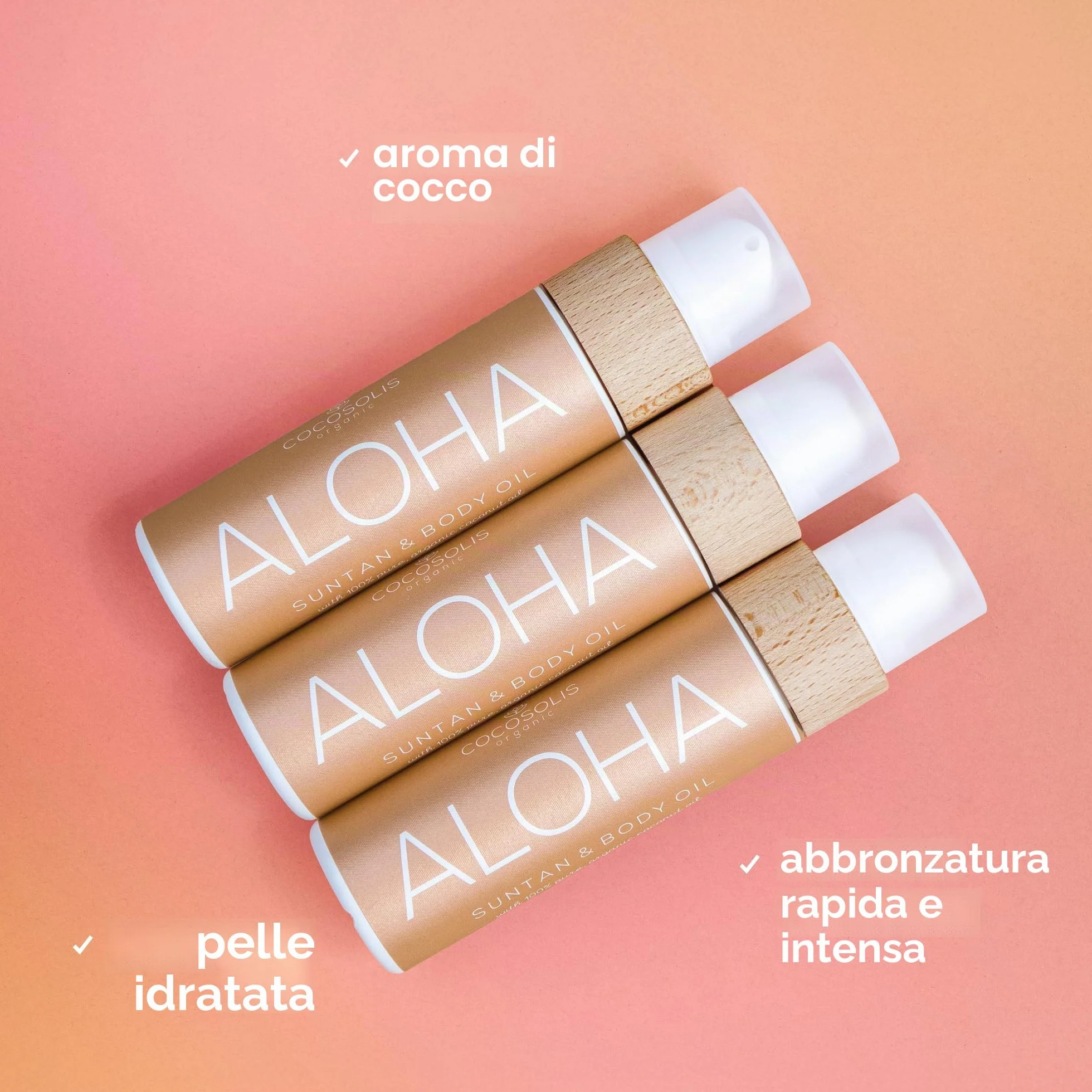 COCOSOLIS Aloha – Super Abbronzante con Vitamina E, Olio Corpo Abbronzante – Crema solare Bio Oil per un’Abbronzatura Cioccolato – Sei oli naturali per una Pelle Sana e Radiosa - 110 ml