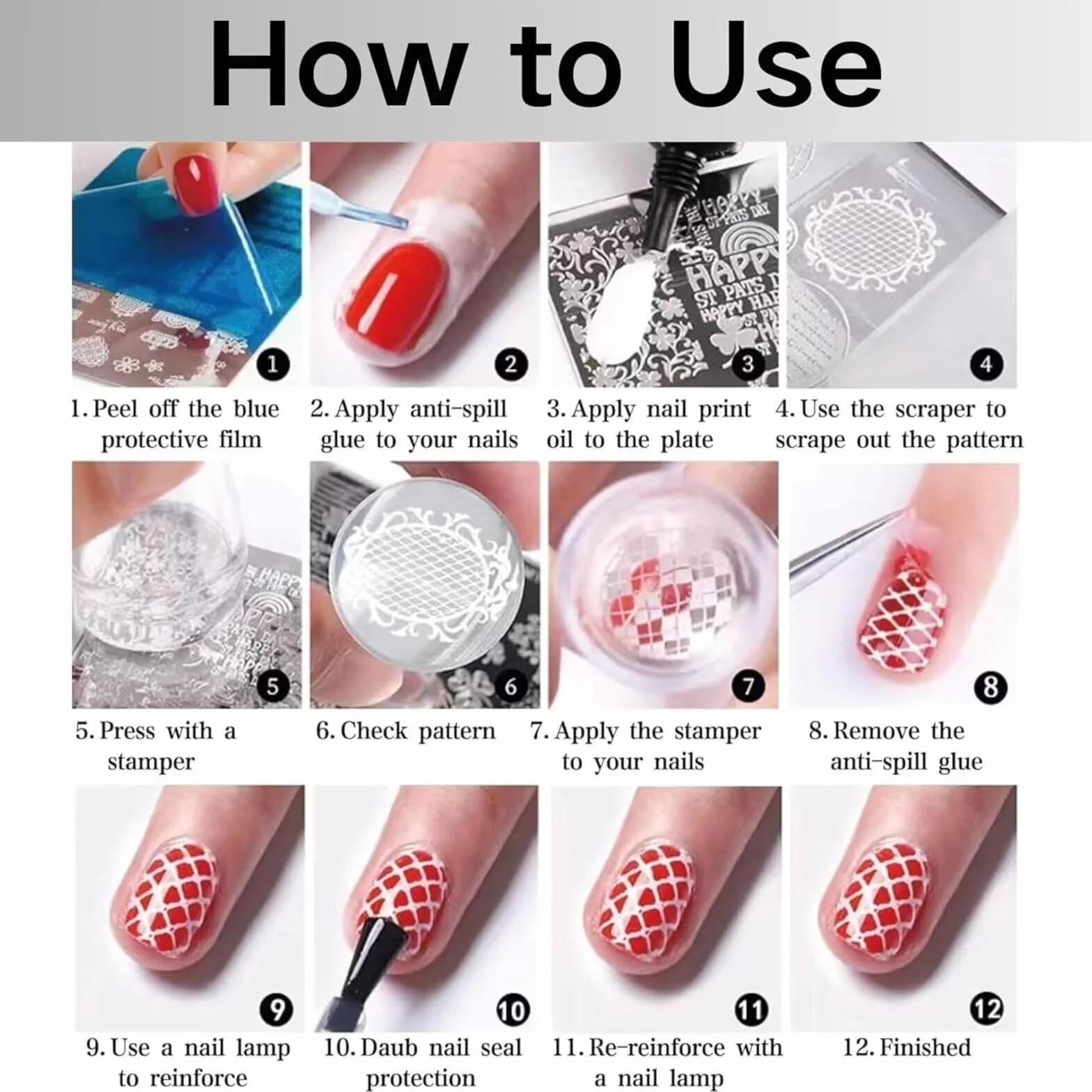 French Line Nail Stamping Plates French Tip Nail Stamp Plate Geometric Wave Strips Nail Art Stamper Stencil Modello di Stampa in Acciaio Inox