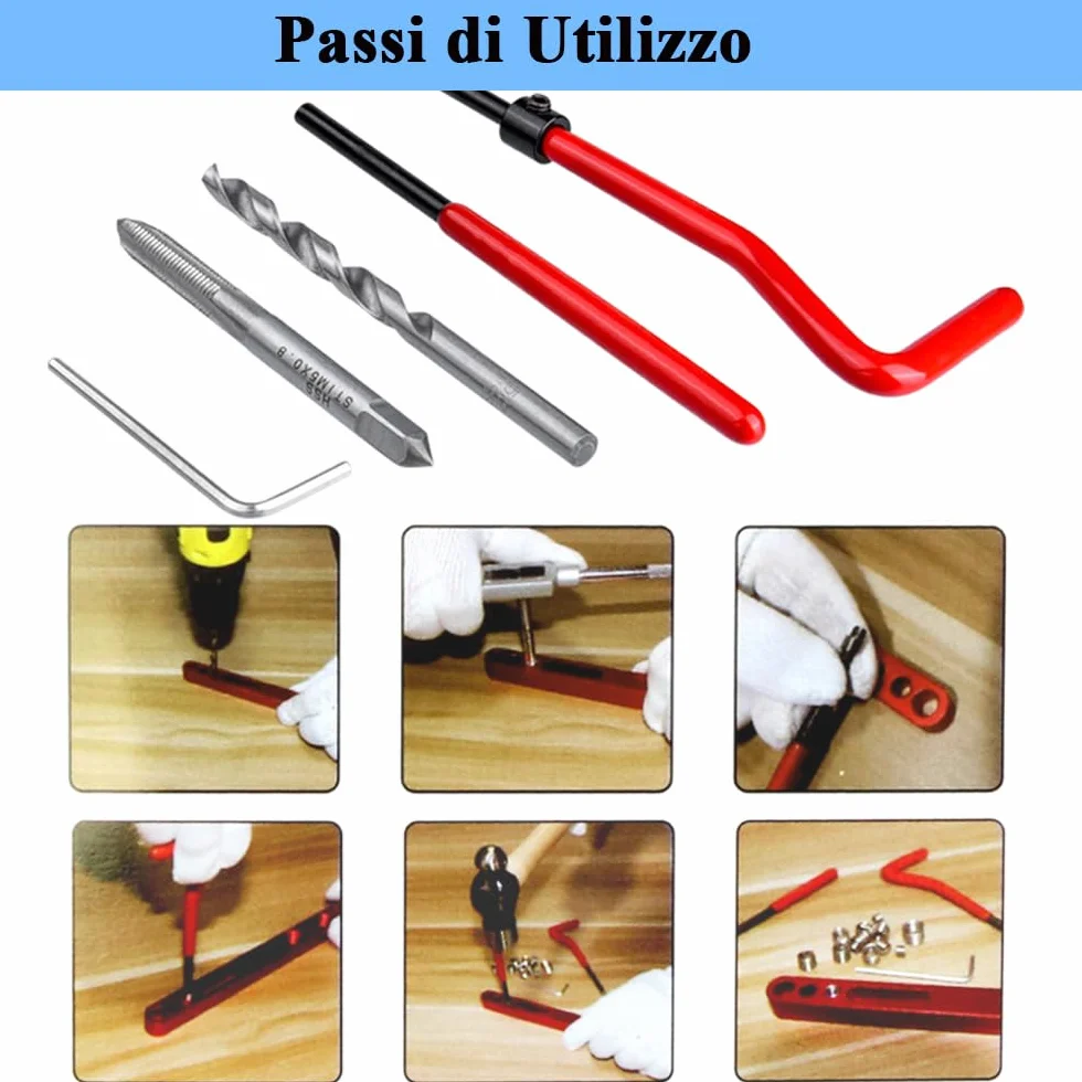 Mesee Kit Riparazione Filettatura M5 30 Pezzi, Inserti Filettati Acciaio Inossidabile con Punta Elicoidale e Chiave