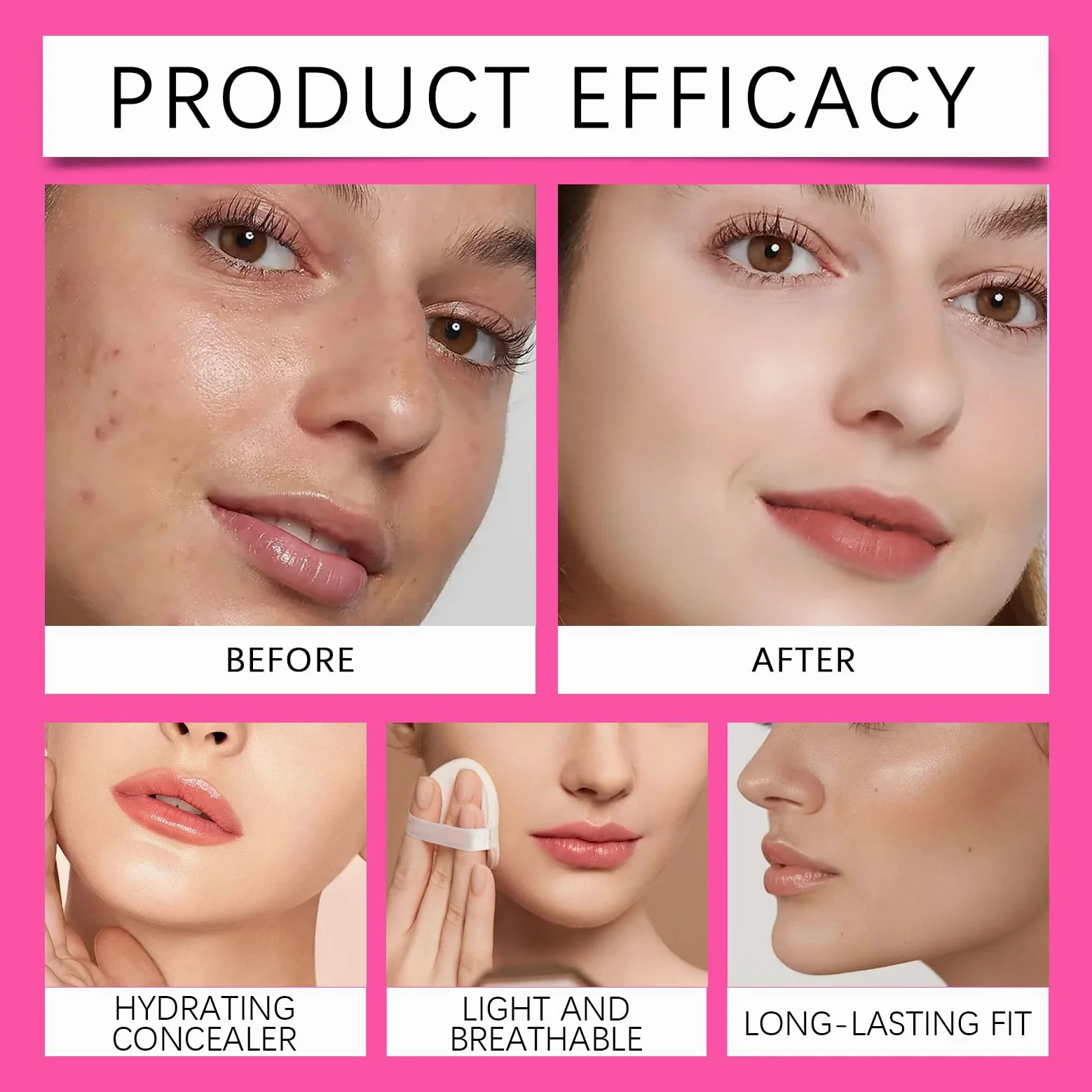 Peptide Balm Foundation, fondotinta per pelli mature, copertura media, anti-invecchiamento, idratante, consistenza liscia, illumina l'incarnato (#1 #2 #3 #4)