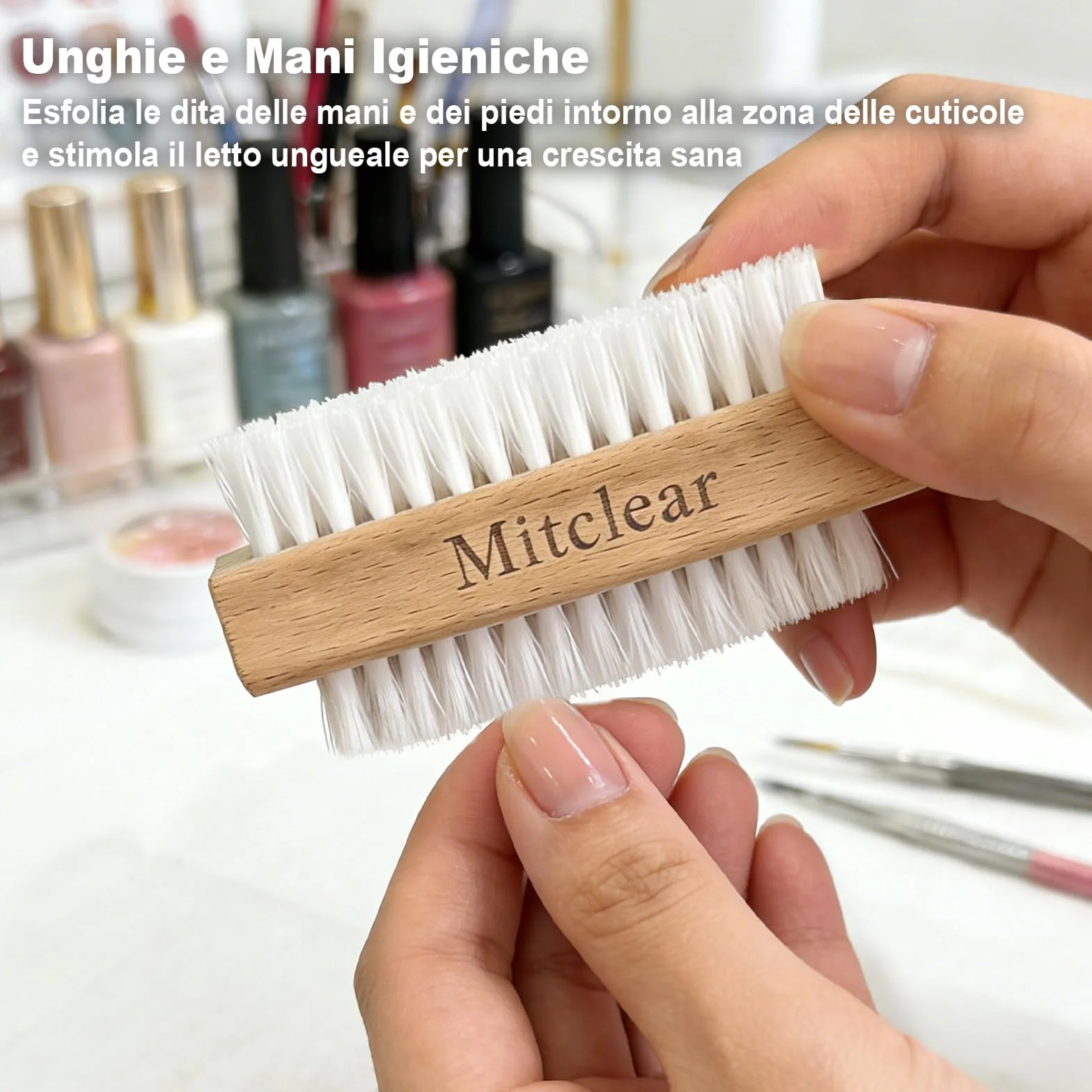Mitclear Spazzola per Unghie in Legno, Spazzolino per la Pulizia delle Unghie con Setole in Plastica Dura, Spazzoline a Doppia Faccia per la Pulizia di Unghie, Mani, Piedi(3 Set)