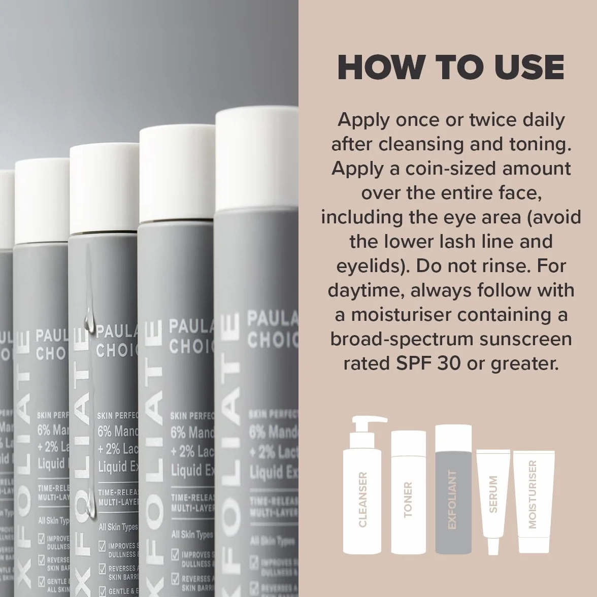 PAULA'S CHOICE SKIN PERFECTING 6% Acido Mandelico + 2% Acido Lattico AHA - Esfoliante Riduce Le Linee Sottili e le Rughe - Tutti i Tipi di Pelle - 30 ml