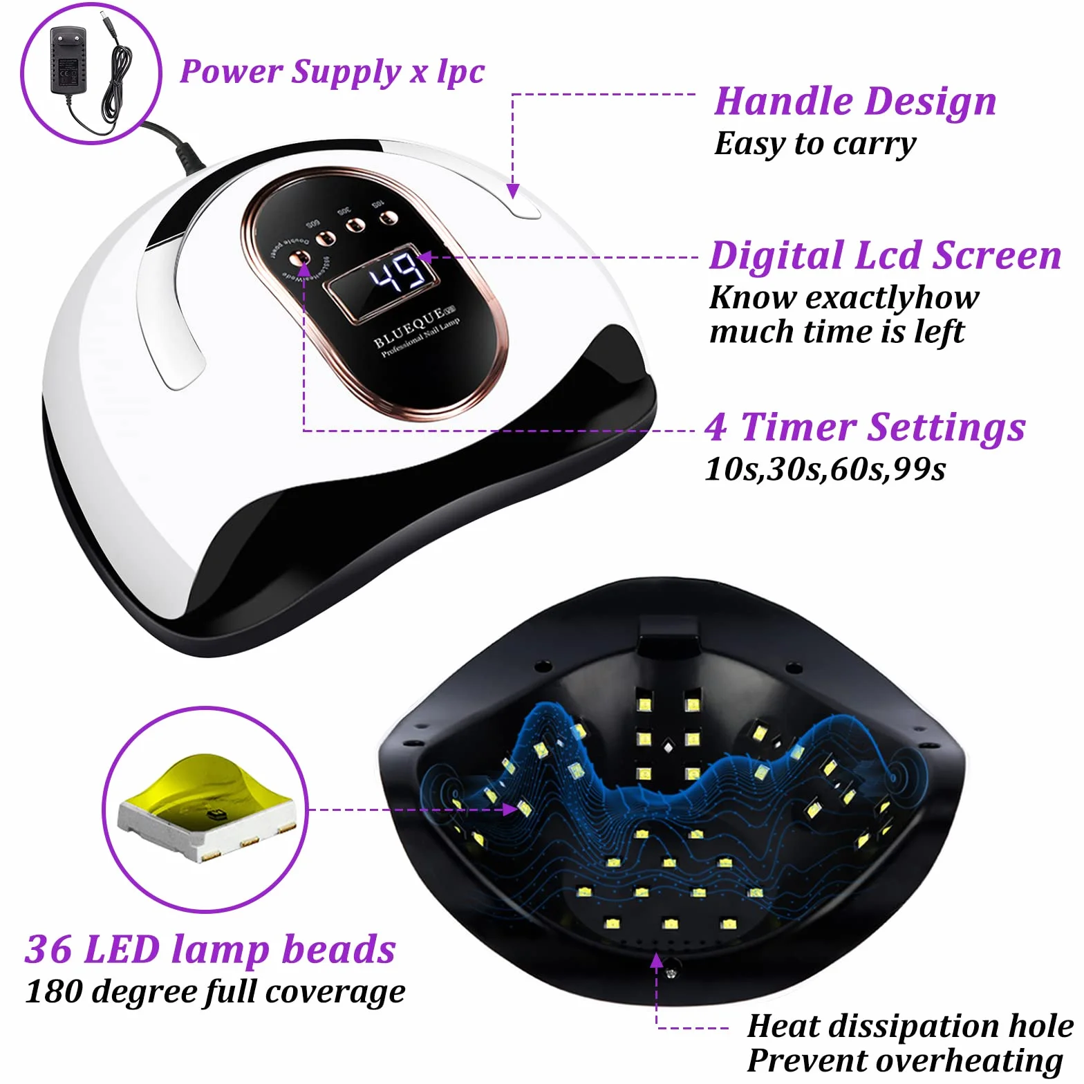 Lampada per Unghie 168W UV LED con 4 Timer e Sensore Intelligente