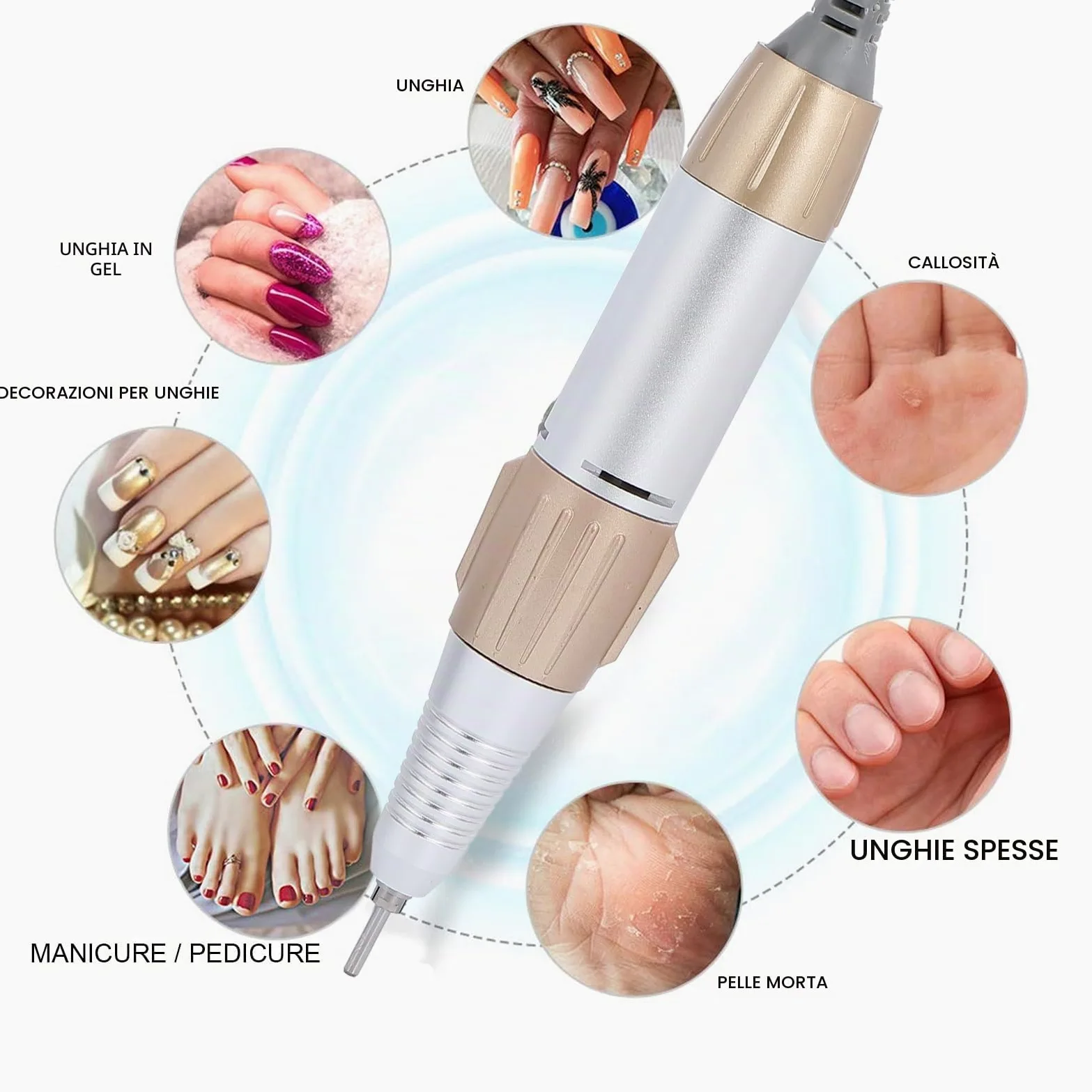 manipolo fresa per unghie professionale 35000 RPM Penna per Trapano Elettrico per Unghie, Manipolo per Impugnatura di Ricambio per Trapano per Unghie, Strumento per Lucidare la Macchina per Pedic