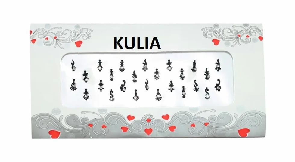 KULIA® Bindi neri di design (adesivi/tattoo) – Stile Tikka, forma allungata a puntini Accessori di bellezza per viso e sposa, ideali per Puja Gemme e gioielli per il viso in varie forme e dimensioni