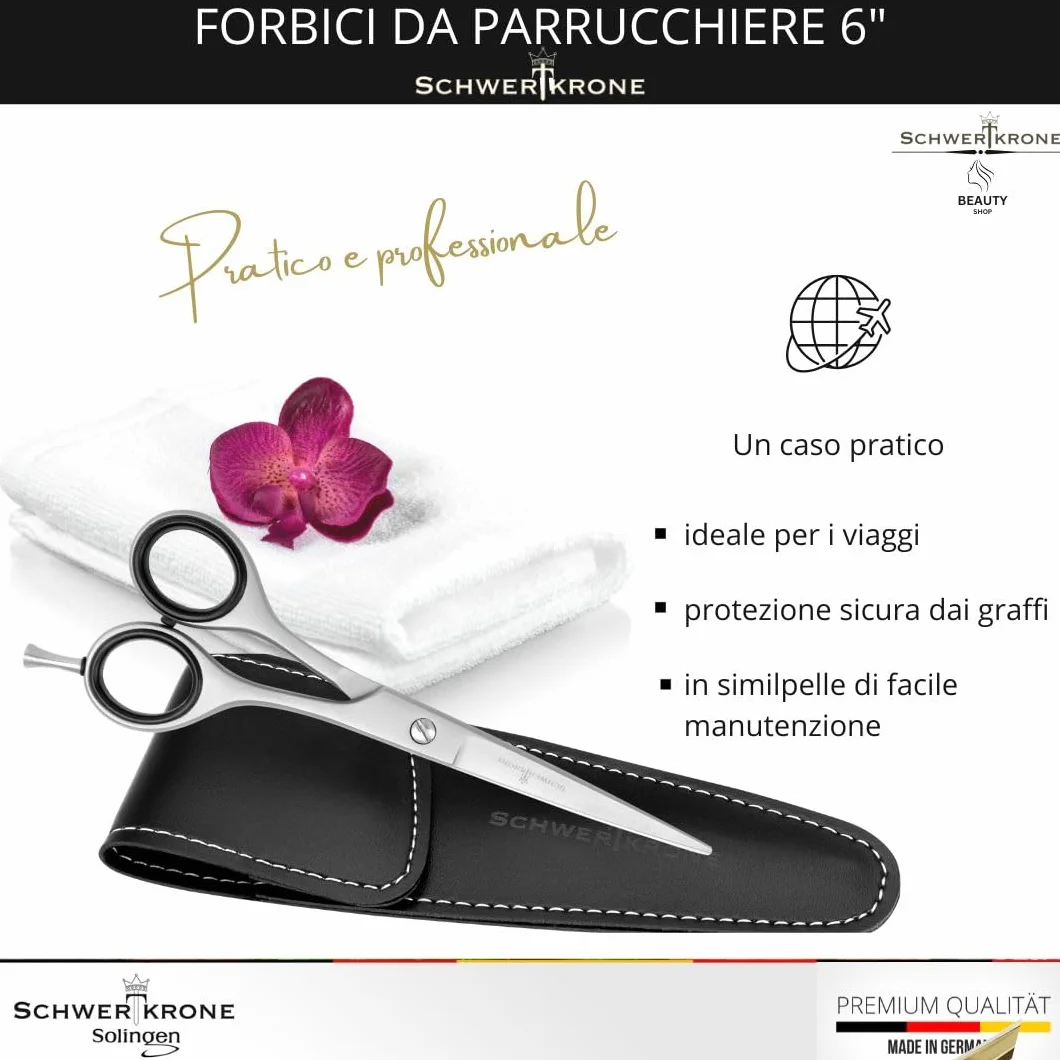 SCHWERTKRONE Forbici da Parrucchiere Micro-Dentatura Taglio Preciso Capelli Barba