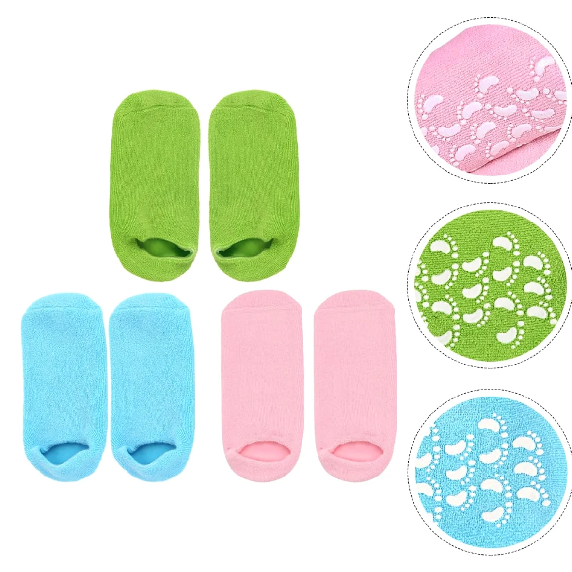 Calze Umidificanti Piedi Spa 3 Paia Cotone Poliuretano | Riutilizzabili e Confortevoli, Uso Domestico e Hot Wax Therapy, Gel Integrato