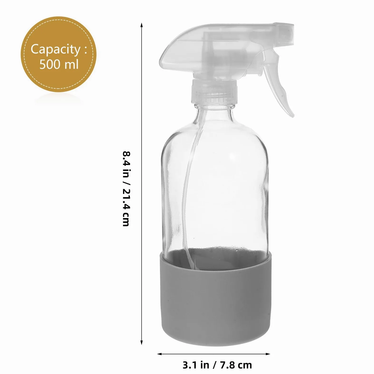 Flaconi Spray Ricaricabili 3 Pezzi in Vetro Base in Silicone Antiscivolo da 500 Ml per Fiori e Uso Ufficio