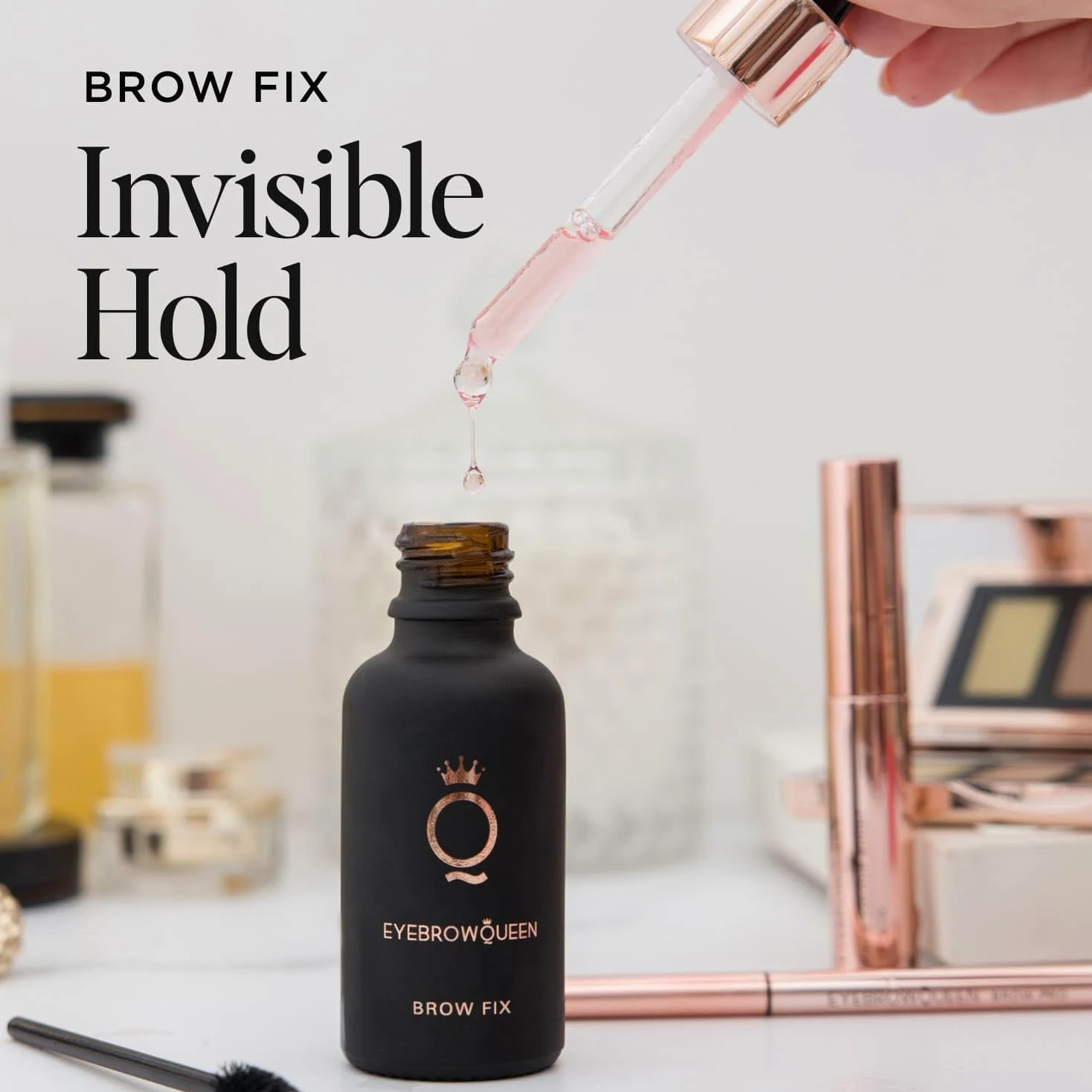 Eyebrowqueen Essential Collection -Eyebrow Kit - Black Brown. (Contains Eyebrow Pencil, Sculpting Gel, Eyebrow Brush, Tweezers, Scissors and Brow Fix Solution).