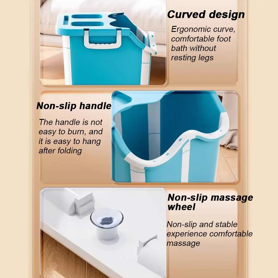 Secchio Immerso Per Bagno Di Grande Capacità, Secchio Pieghevole Pdice Portatile, Bagno Con Manico E Sfere Di Massaggio, Ciotola Spa Grande Per Il Piede, Bagno Di Plastica