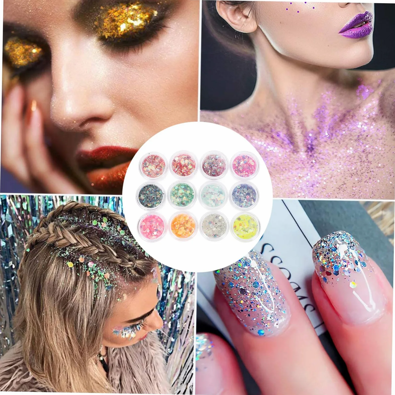 MAGICLULU 48 Scatole Glitter Gel Corpo Olografico Sirena Fiocchi Trucco Degli Occhi Ombretto Trucco Ombretto Sirena Paillettes Liquido Corpo Viso Chiodo Paillettes Fai Da Te Chiodo Fluido