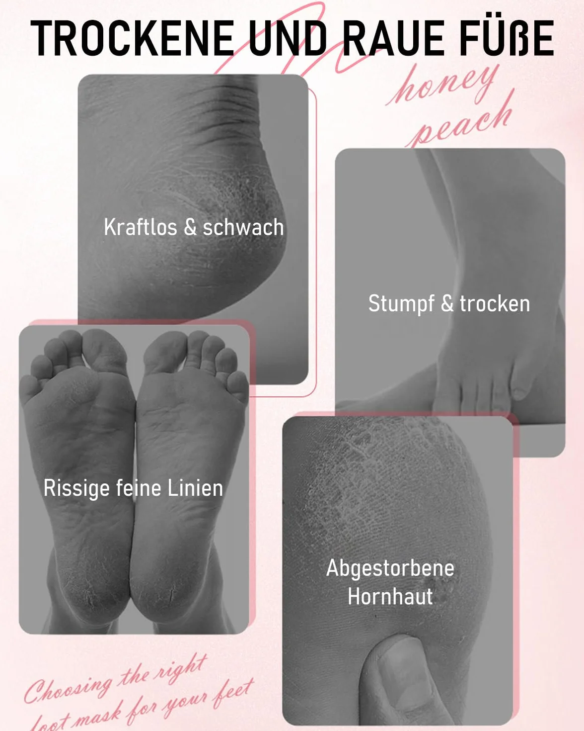 6 paia di maschere per piedi di pesca con niacinamide, idratanti e riparanti, peeling contro calli e pelle secca, maschera per piedi morbidi e delicati
