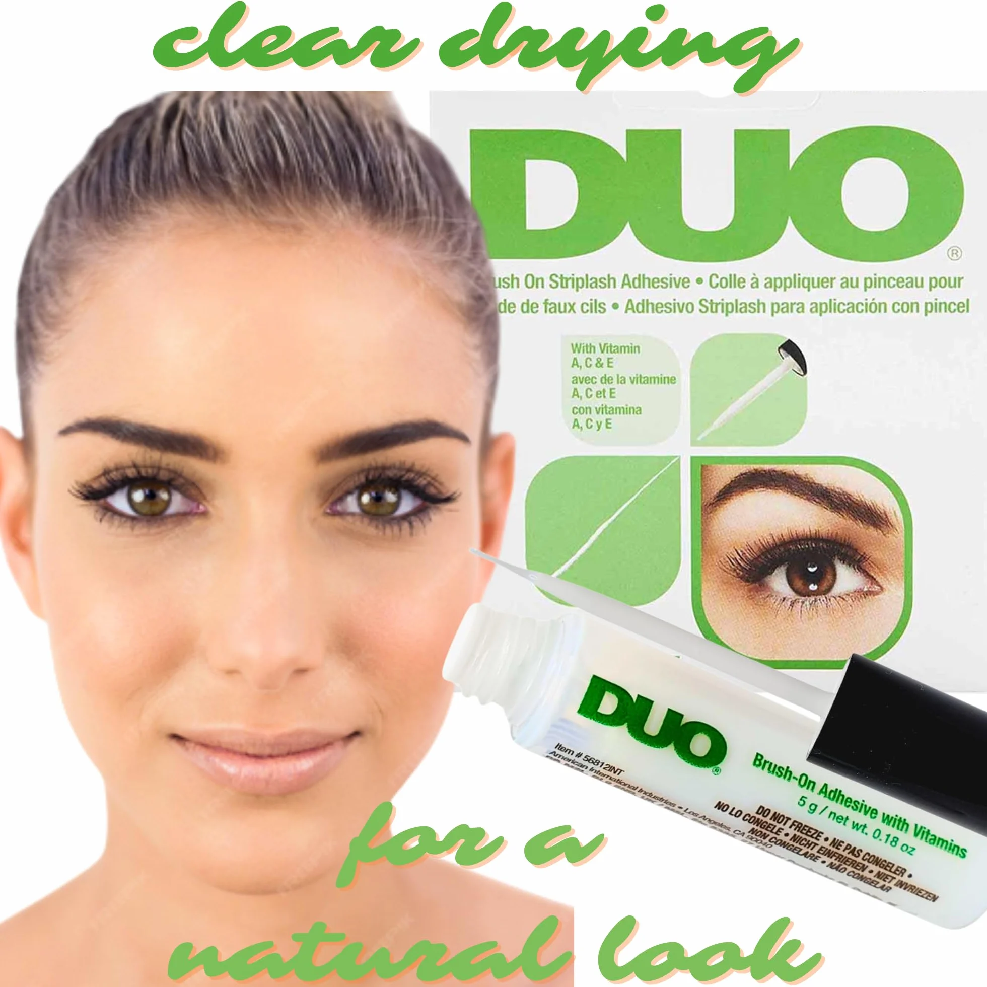 Colla DUO resistente all'acqua per ciglia e sopracciglia, vegana (1 Duo green)