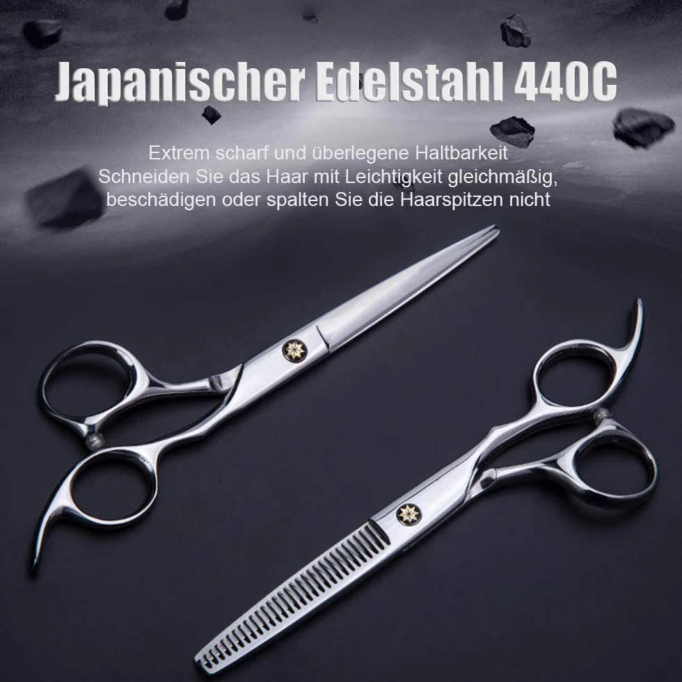 Set di Forbici da Parrucchiere - 2 Forbici ad Ultrasuoni in Acciaio Inox per Capelli, Barba e Animali Domestici - Accessori Professionali