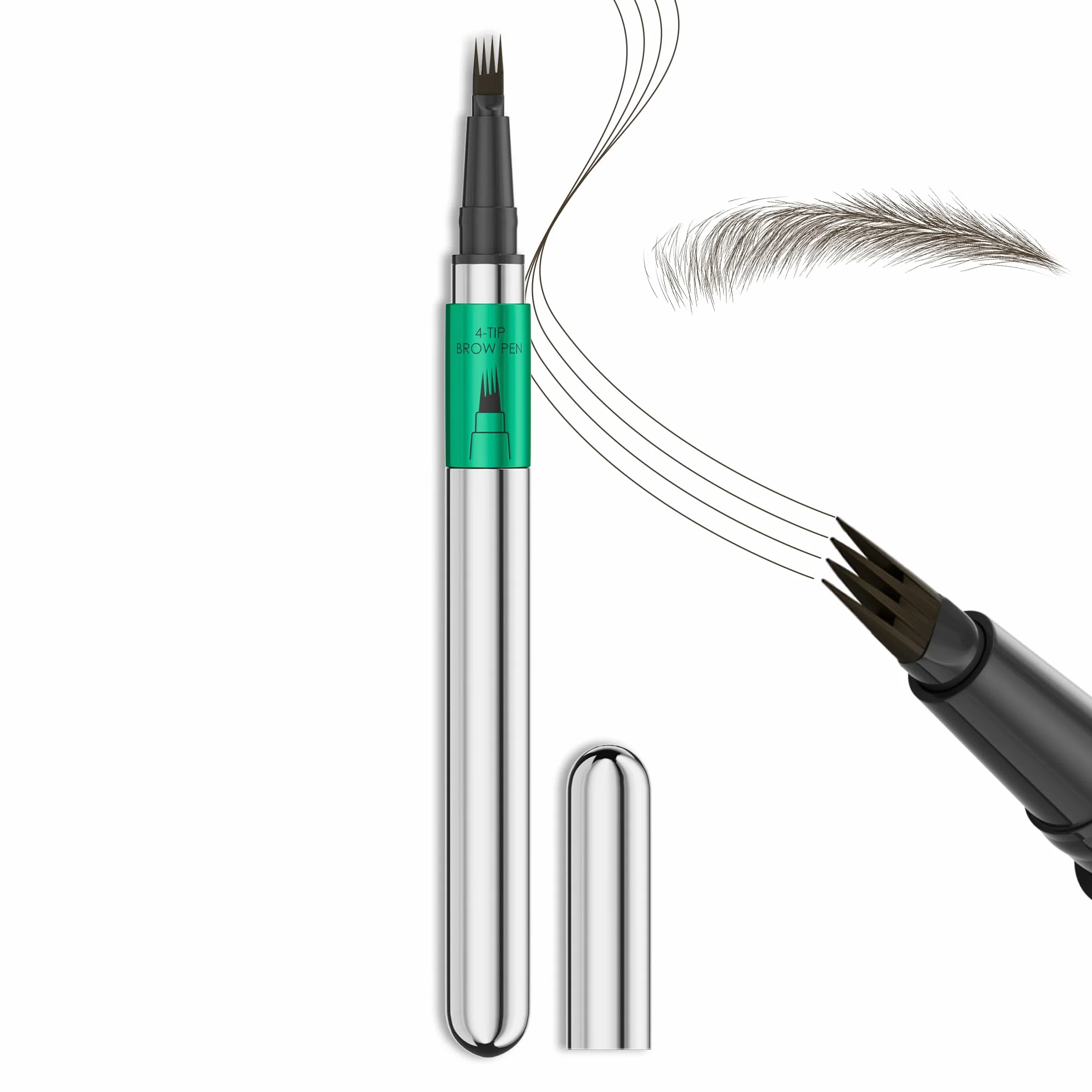 Penna Sopracciglia Effetto Pelo - Matita Sopracciglia Waterproof & No Transfer, Lunga Durata fino a 12H, Effetto Microblading Naturale, Cruelty-Free, Punta Sottile e Precisa (03 Dark Brown)